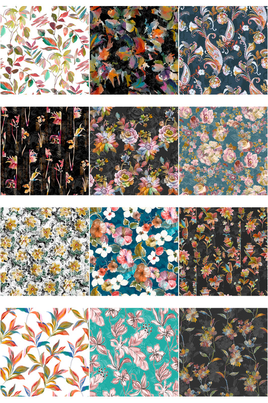 01 | 70 Floral Abstract Seamless Patterns Bundle | JPG, Watercolor Textile Prints, Digital Paper Pack, Fabric Print Designs, Wallpaper Patterns