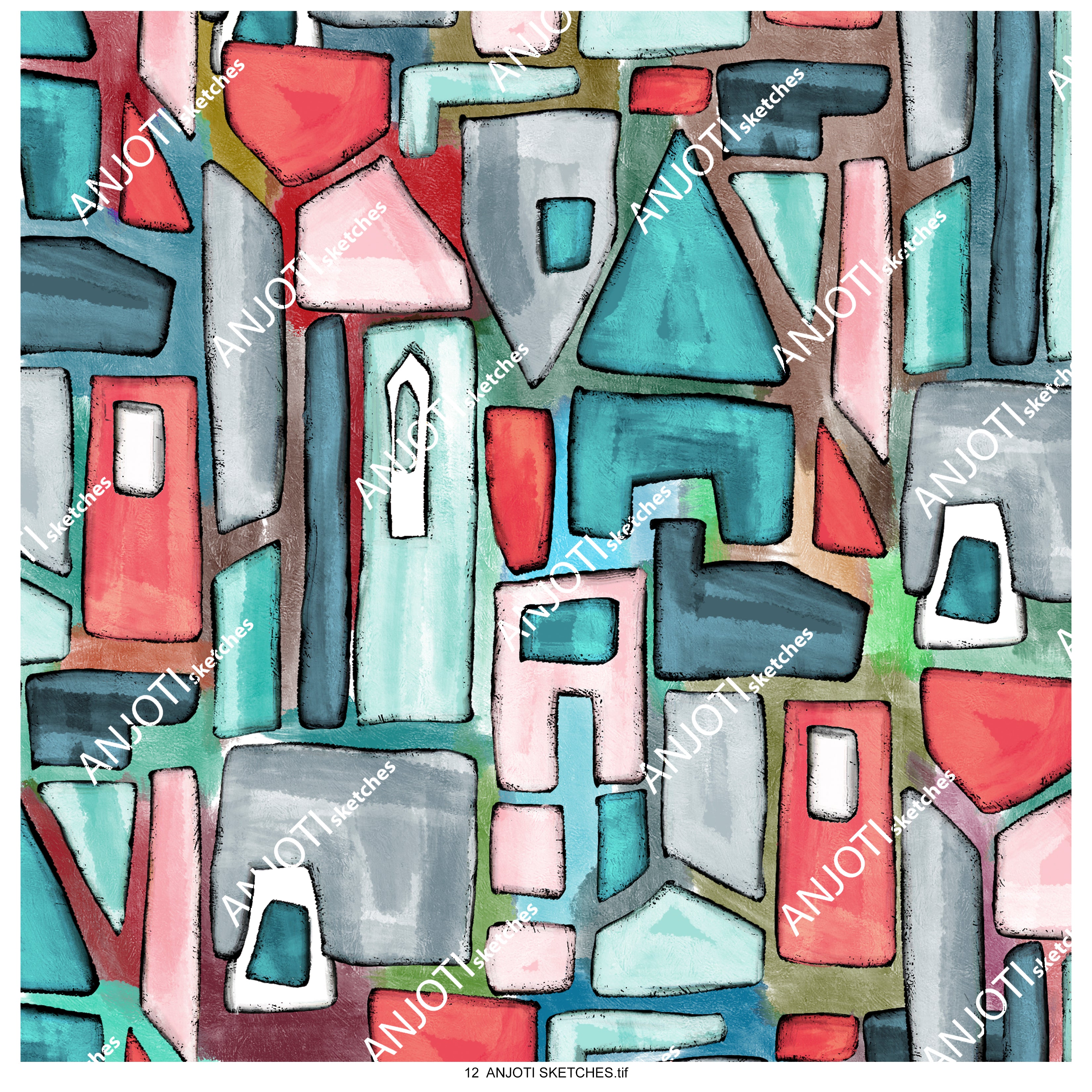 ANJOTI SKETCHES 12 Upgrade Your Interior with Multicolor Abstract Wall Art Texture Effect Backgrounds