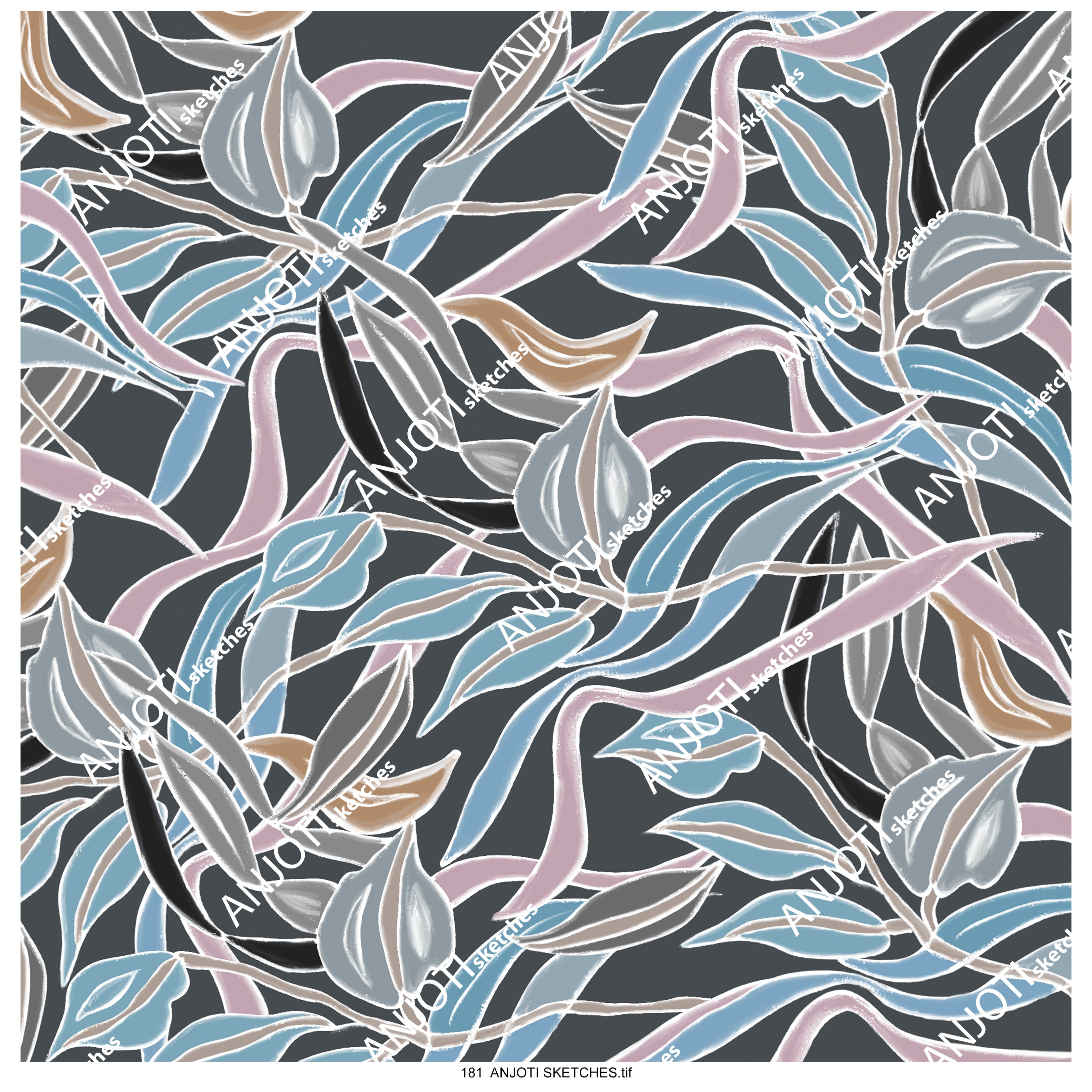 ANJOTI SKETCHES 181|Floral and Geometric Abstract Wall Art with Bright Multicolor Texture Effects