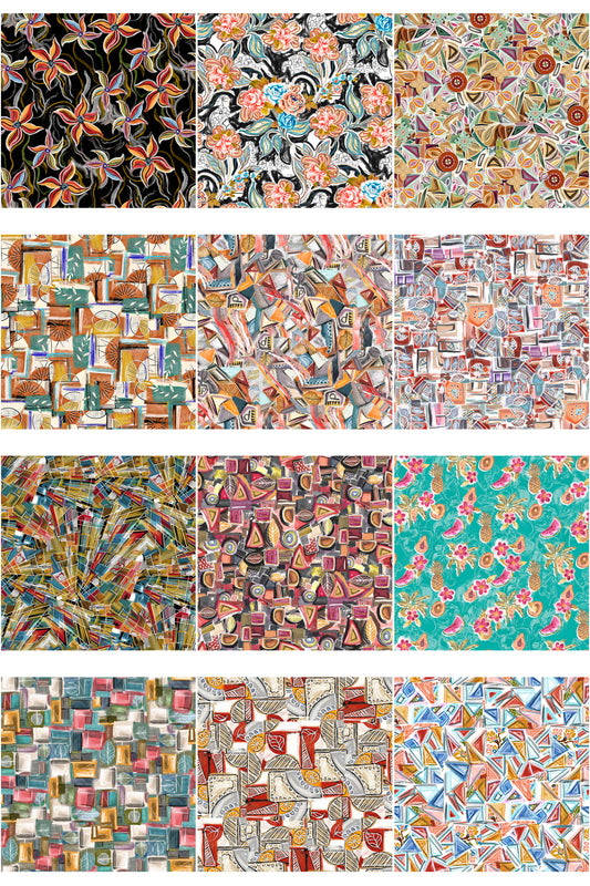02 | 70 Premium Seamless Pattern Bundle featuring modern abstract, floral, geometric, artistic and watercolor surface designs for commercial and personal use.