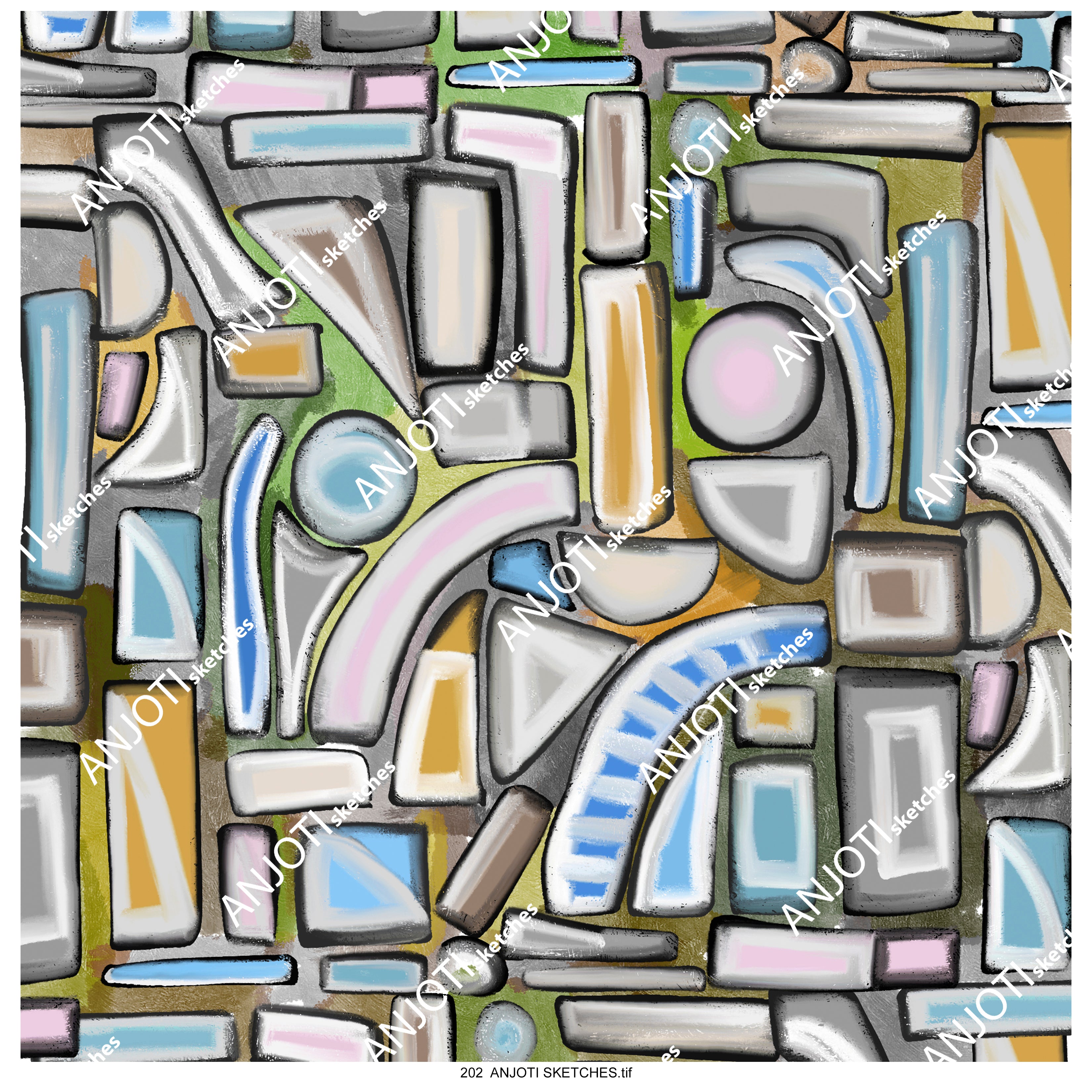 ANJOTI SKETCHES 202| NewOil Paint Sketch Abstract Wall effect shades brushes look surface pattern painted art motif print illustrations popular in summer English color wallpaper pattern figure , pillow