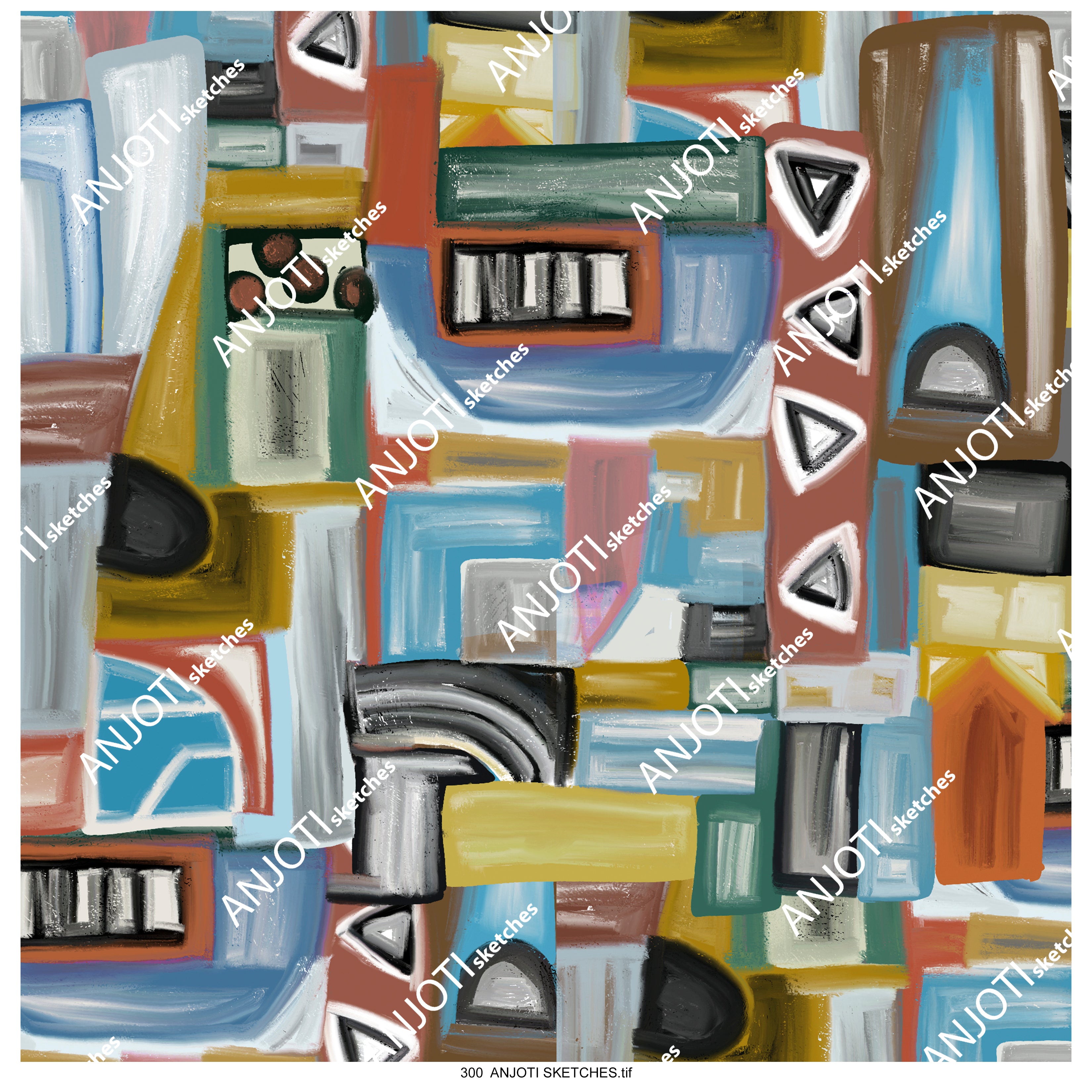 ANJOTI SKETCHES 300 New Abstract Art paintings Pattern Wallpaper illustrations line design and ideas geometric drawing oil paints acrylic American fancy nancy popular rich print contrast background
