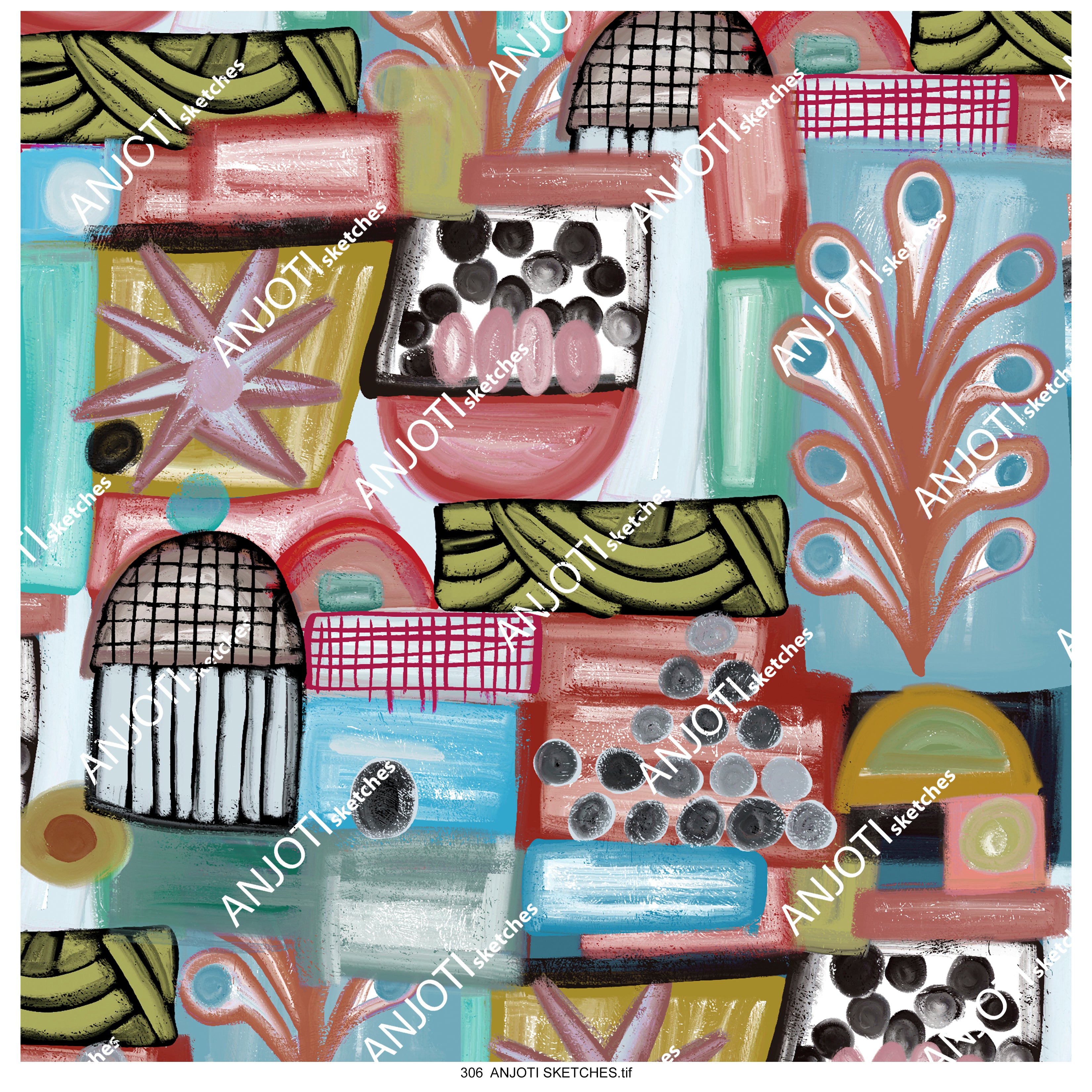 ANJOTI SKETCHES 306 Artistic Multicolor Abstract Wall Art Ideas with Stunning Texture Effect Backgrounds