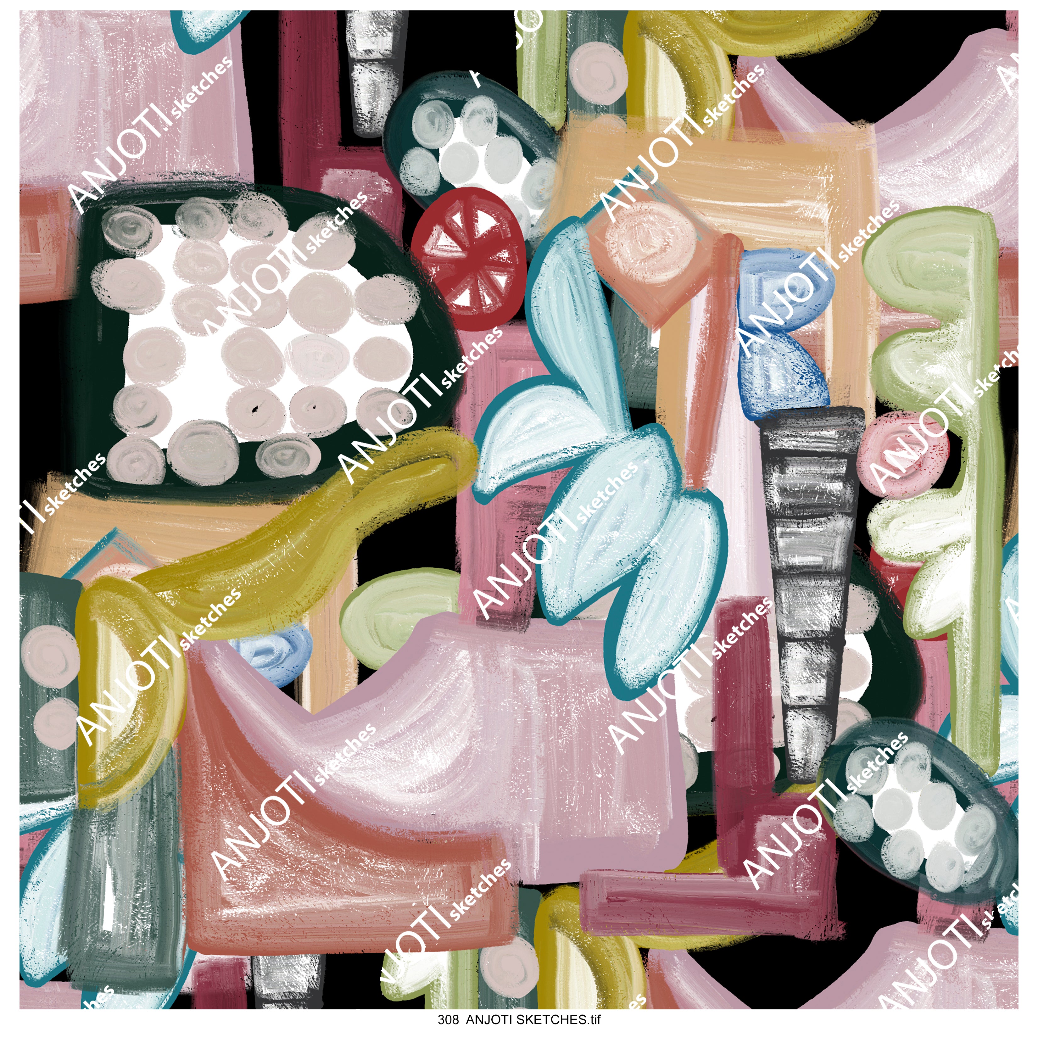 ANJOTI SKETCHES 308 Brighten Your Home with Abstract Wall Art in Bold Multicolor Texture Background Effects