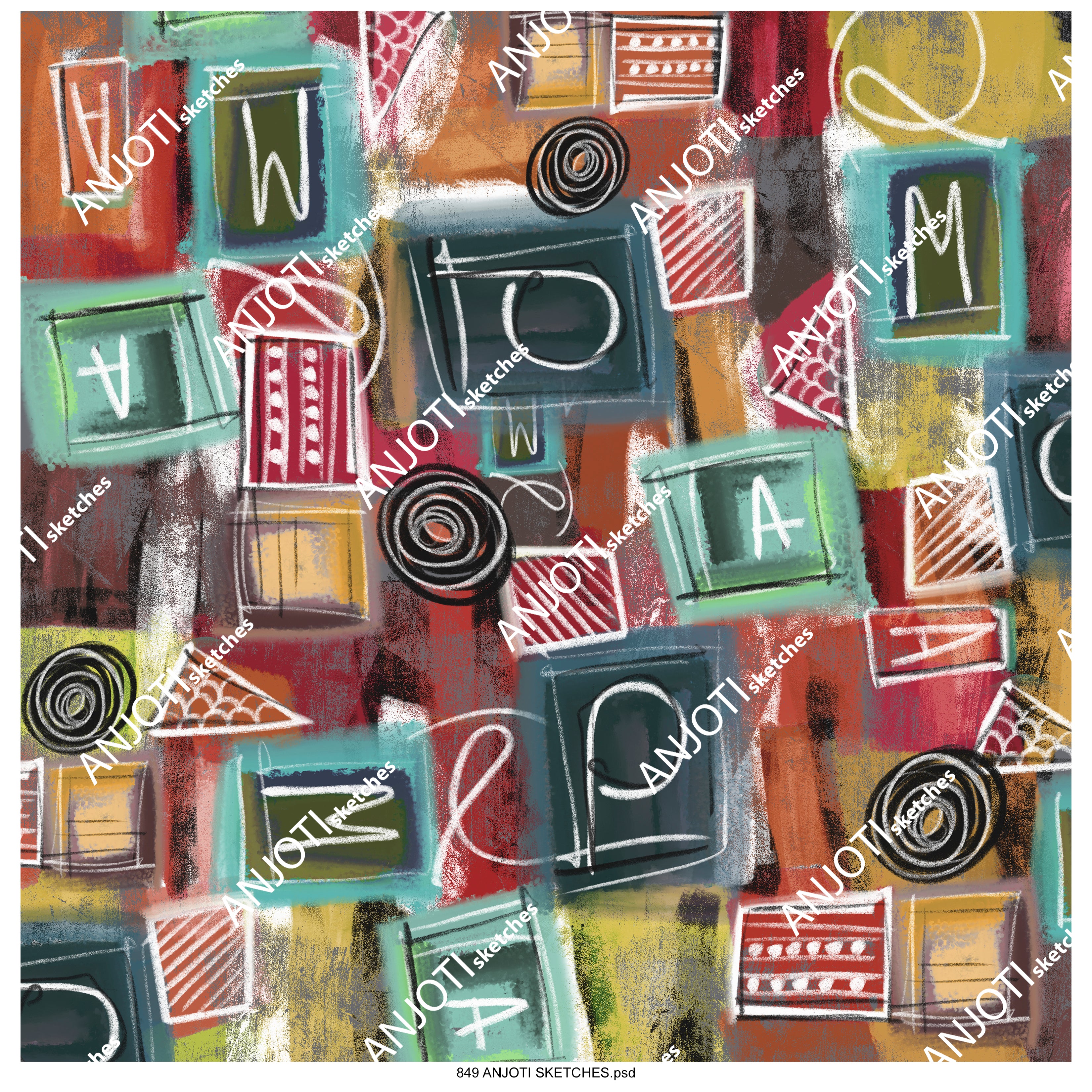 ANJOTI_SKETCHES_849_Abstract Wall Art with Vibrant Multicolor Texture Background Effects