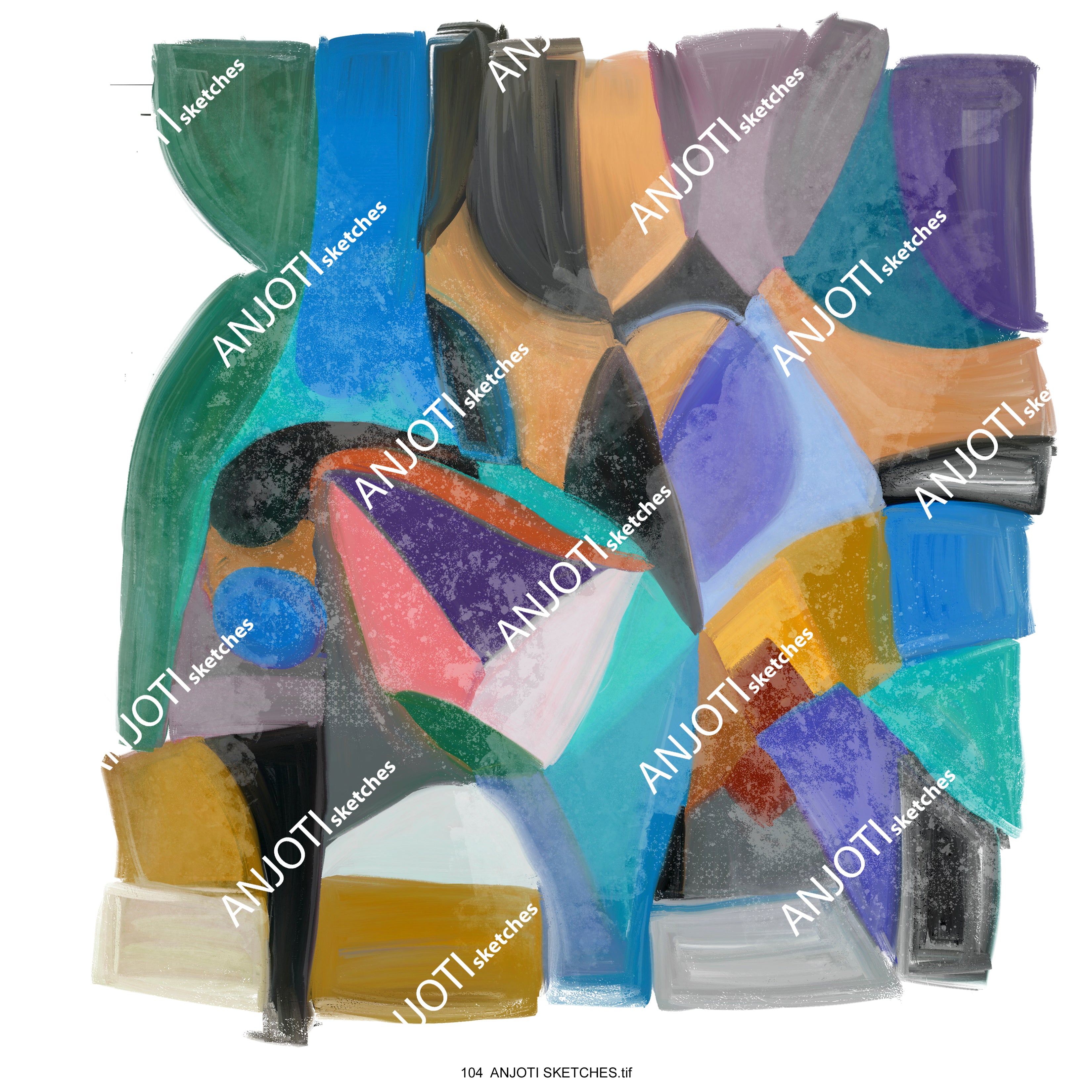 ANJOTI SKETCHES 104|Modern Abstract Wall Art for Home Decor Featuring Multicolor Texture Background Effects