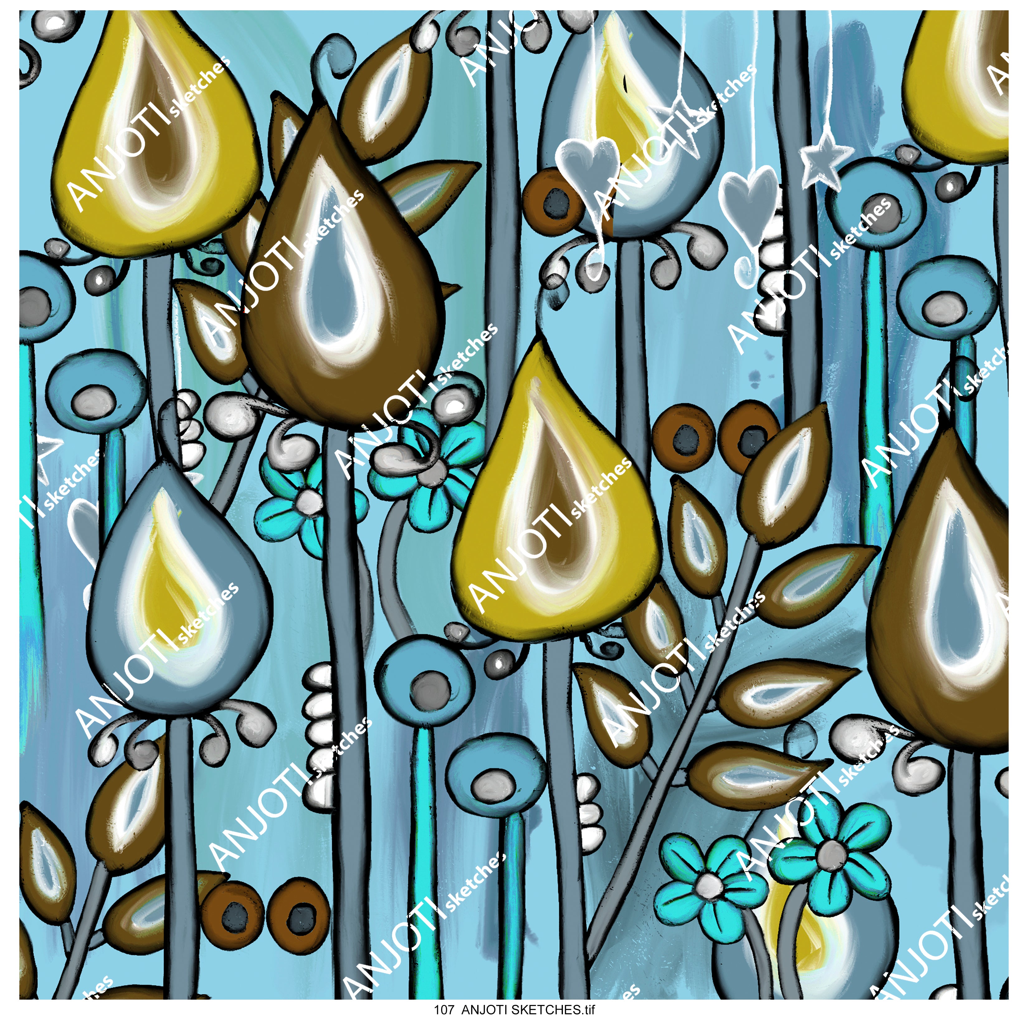 ANJOTI SKETCHES 107|Multicolor Abstract Wall Art for Every Room with Beautiful Texture Effect Background Designs