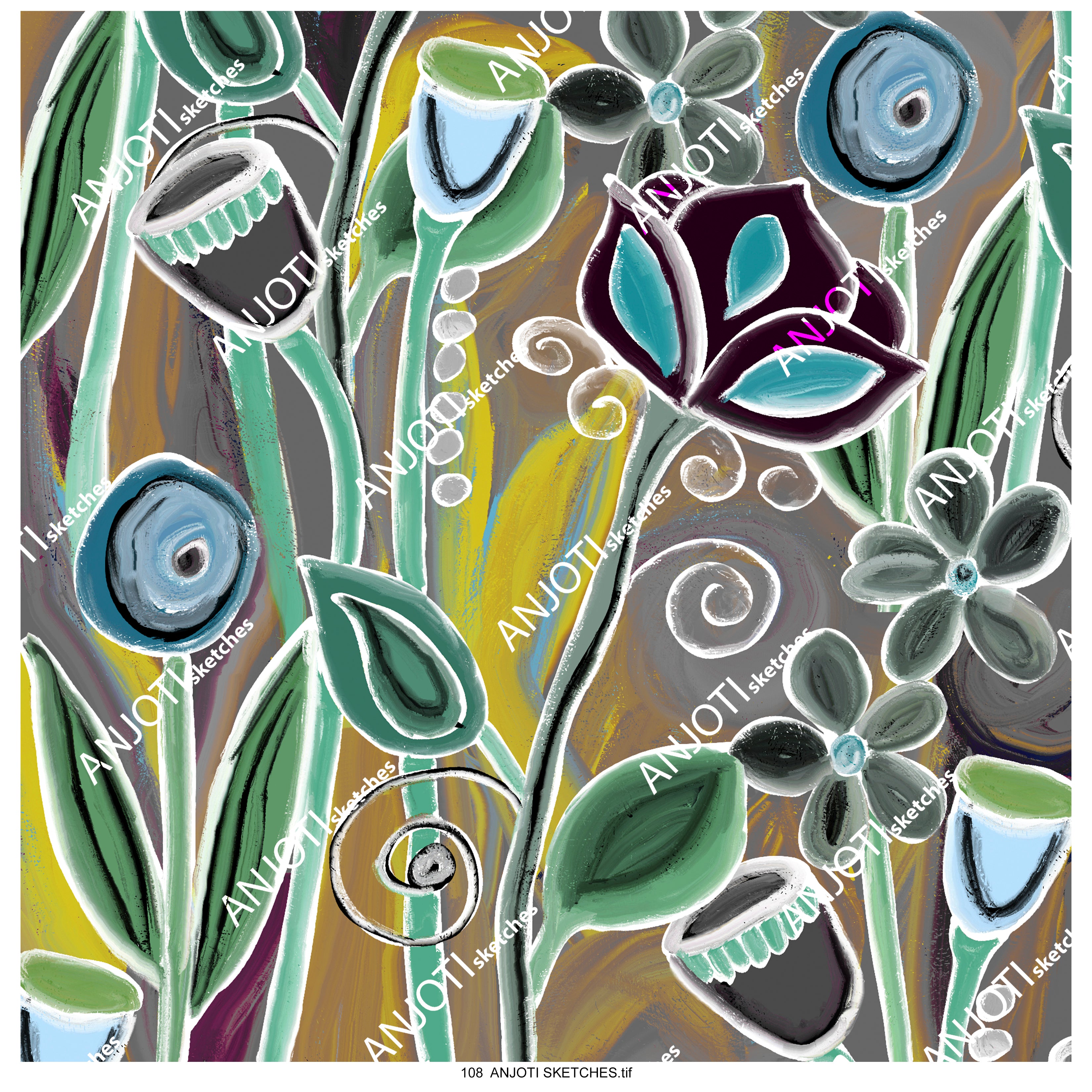 ANJOTI SKETCHES 108| Brighten Your Home with Abstract Wall Art in Bold Multicolor Texture Background Effects