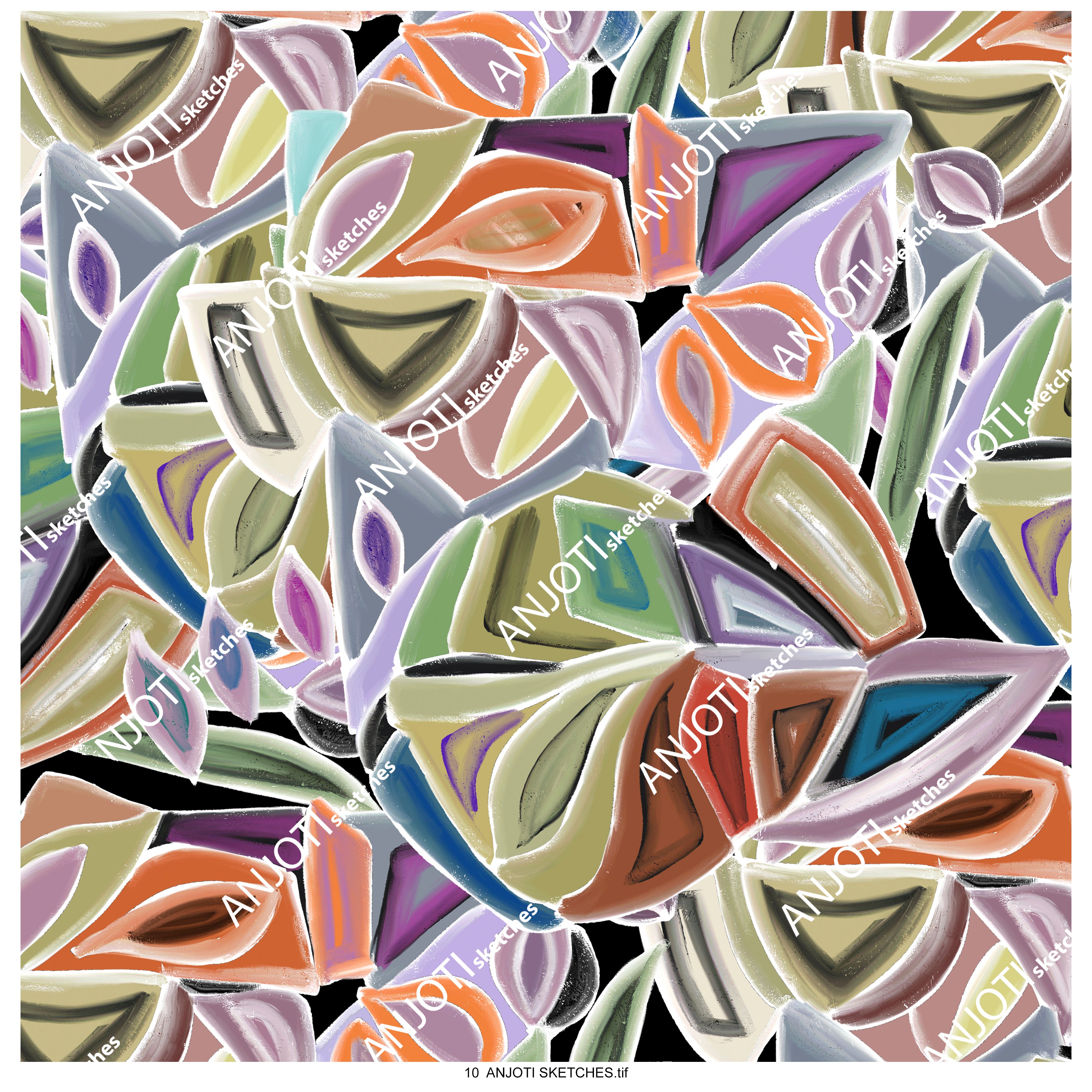 ANJOTI SKETCHES 10 Abstract Wall Art with Multicolor Texture Backgrounds to Revamp Your Home Decor