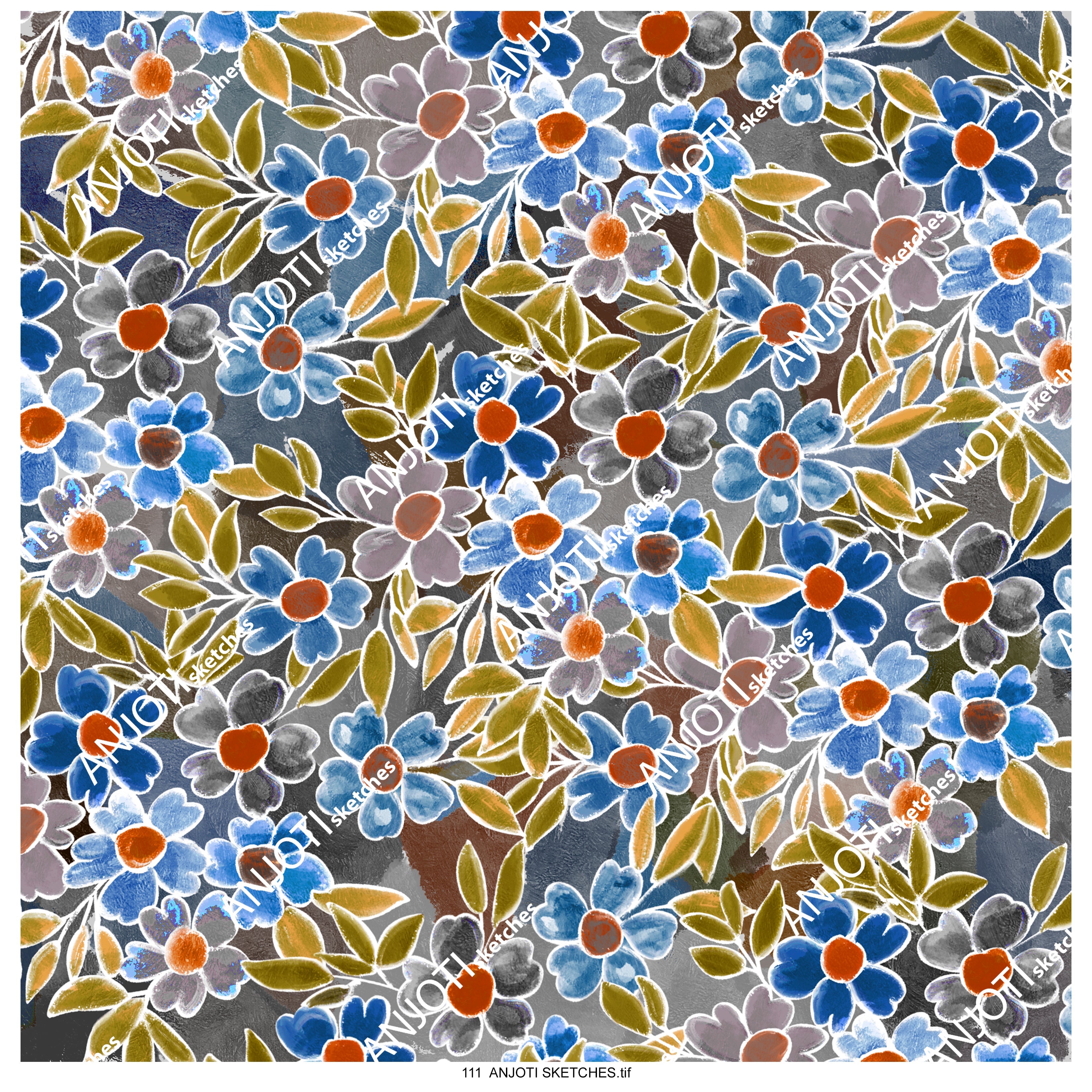 ANJOTI SKETCHES 111|Unique Abstract Wall Art in Vibrant Multicolor Texture Effect Background Designs