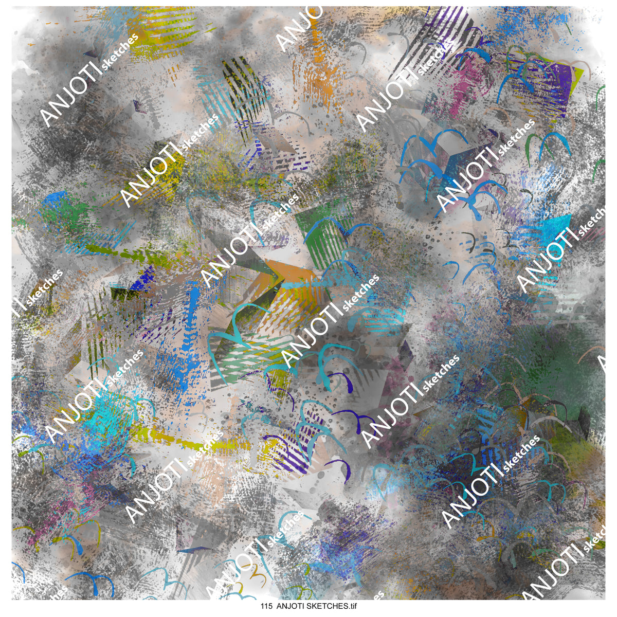 ANJOTI SKETCHES 115|Explore Abstract Wall Art with Multicolor Texture Backgrounds for Modern Interiors