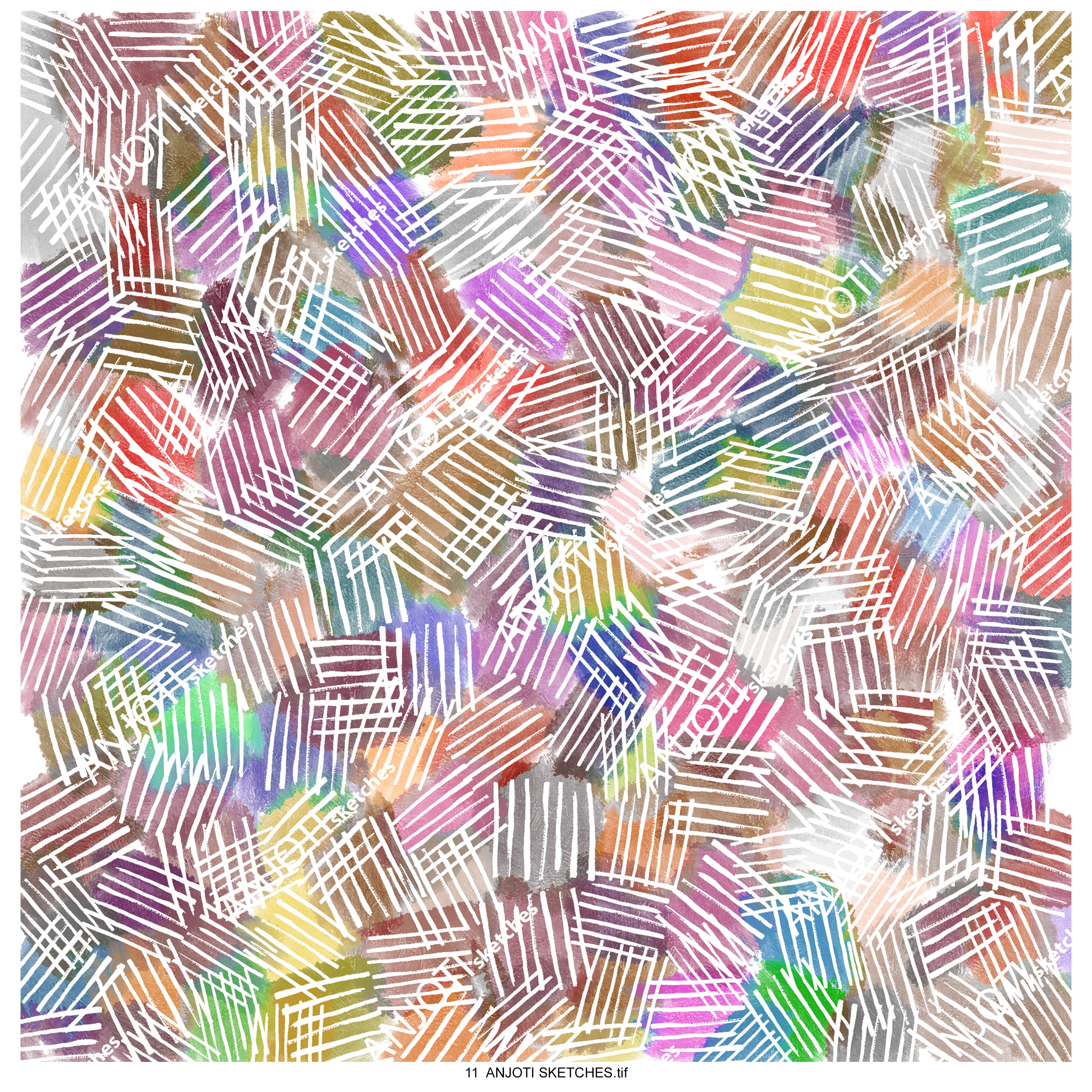 ANJOTI SKETCHES 11 Unique Abstract Wall Art in Vibrant Multicolor Texture Effect Background Designs
