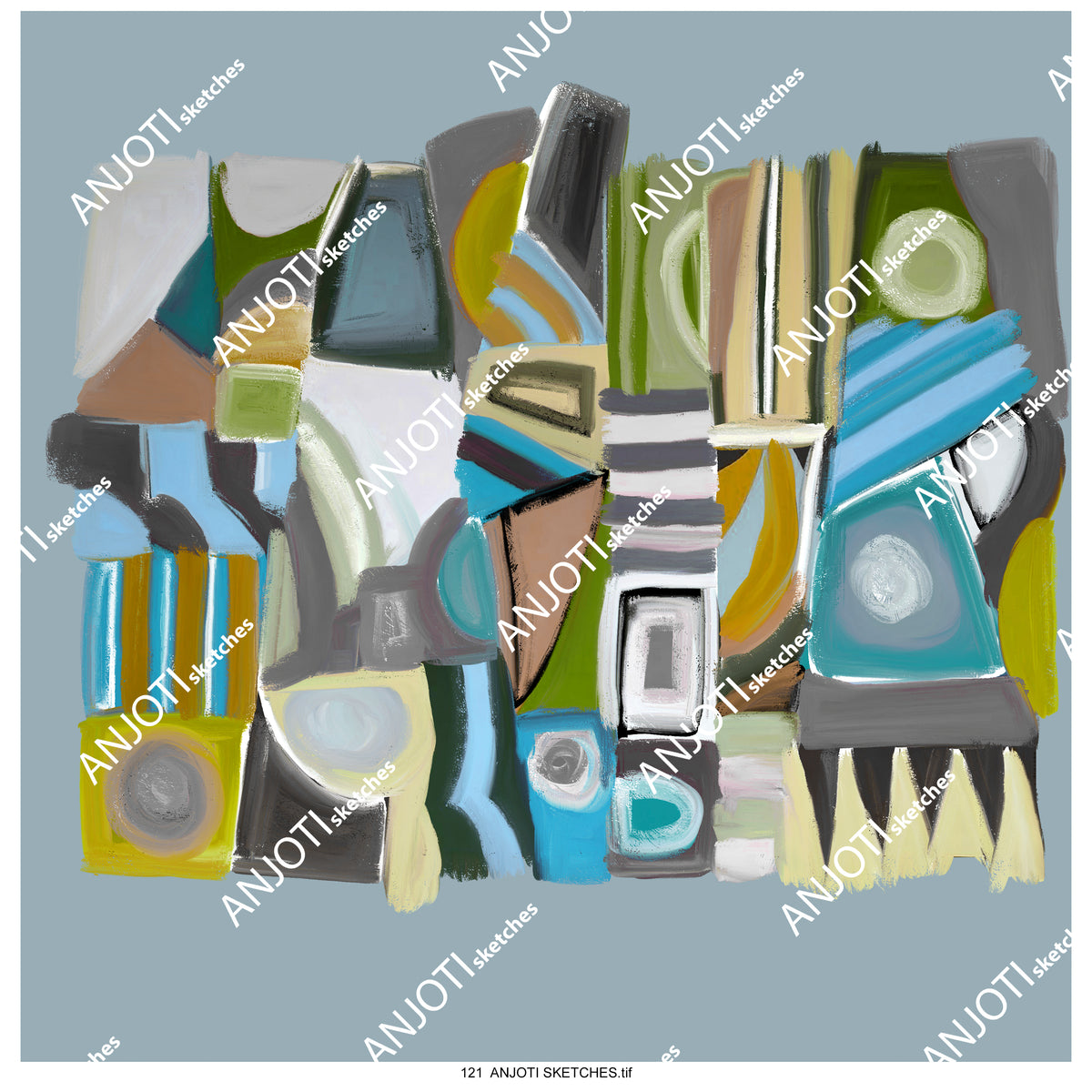 ANJOTI SKETCHES 121| Abstract Wall Art with Textured Multicolor Backgrounds to Enhance Any Decor