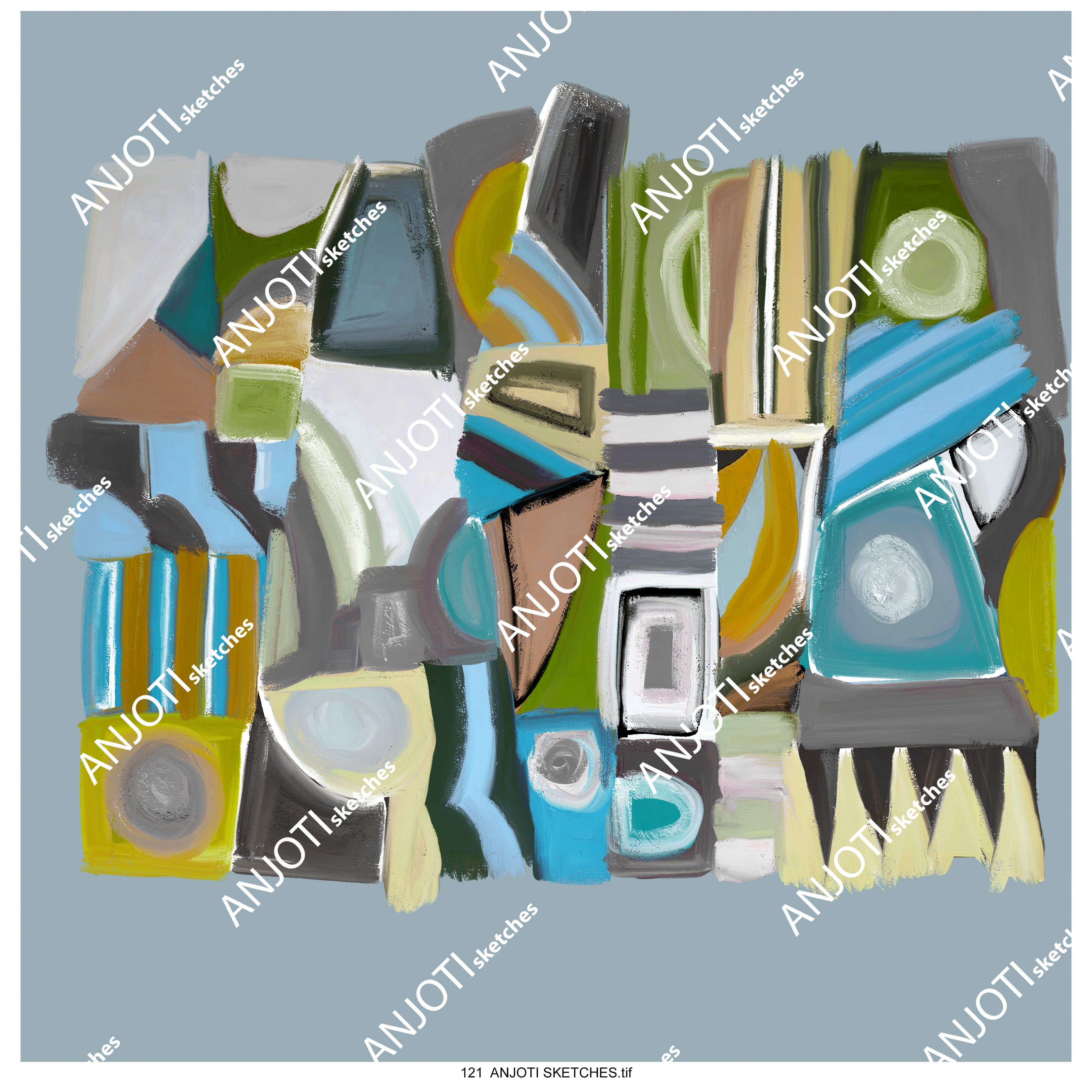 ANJOTI SKETCHES 121| Abstract Wall Art with Textured Multicolor Backgrounds to Enhance Any Decor