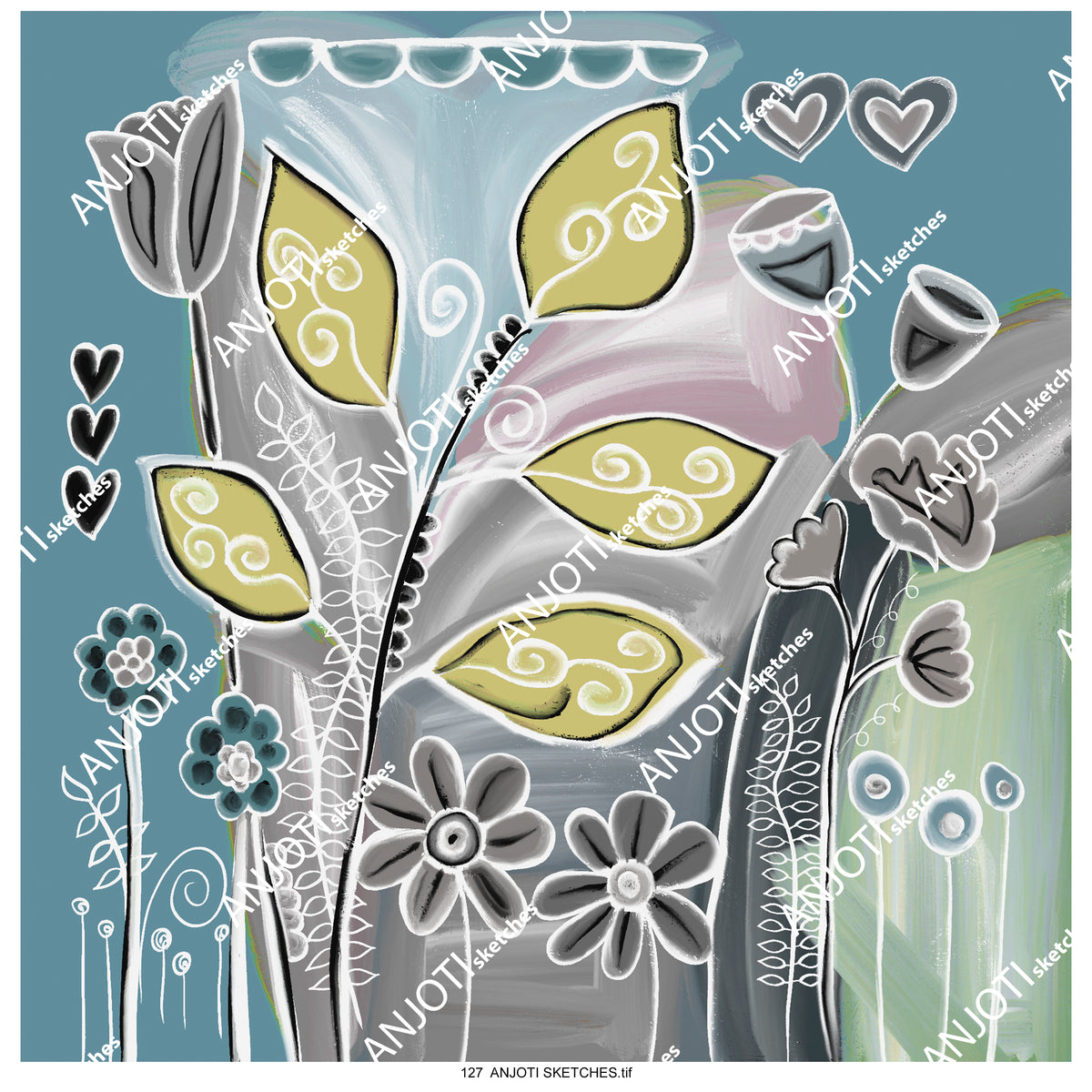 ANJOTI SKETCHES 127| Modern Abstract Wall Art and Multicolor Texture Effect Backgrounds for Home Decor