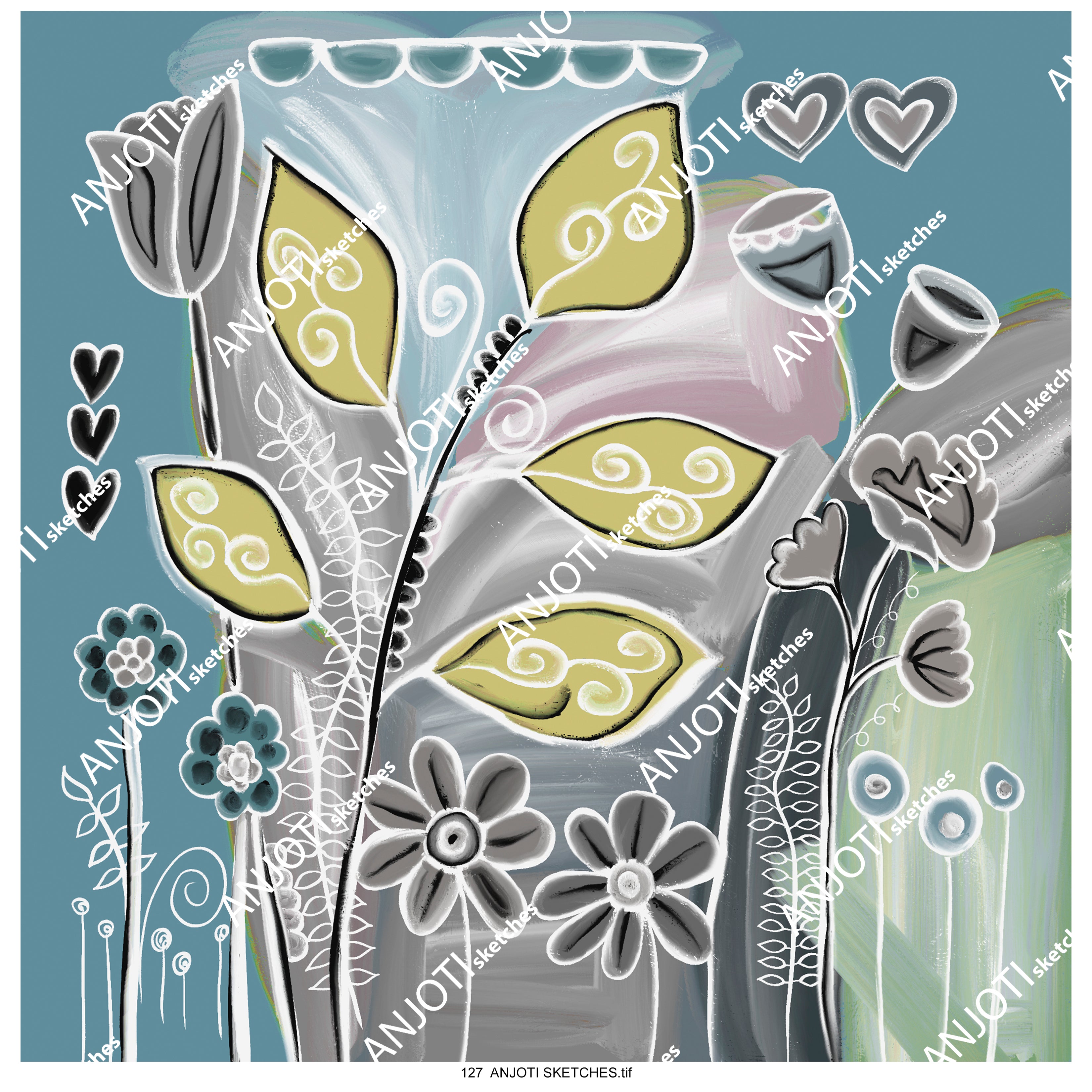 ANJOTI SKETCHES 127| Modern Abstract Wall Art and Multicolor Texture Effect Backgrounds for Home Decor