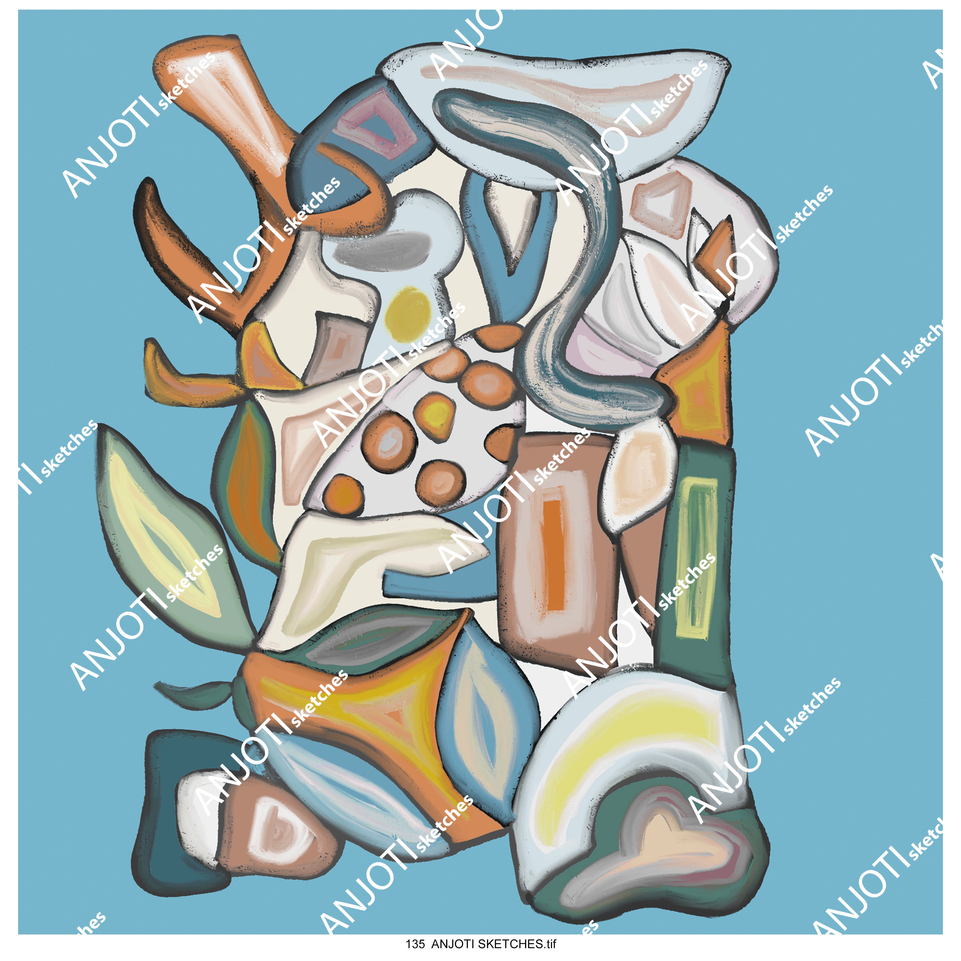 ANJOTI SKETCHES 135|Discover Modern Abstract Wall Art with Multicolor Textured Background Designs