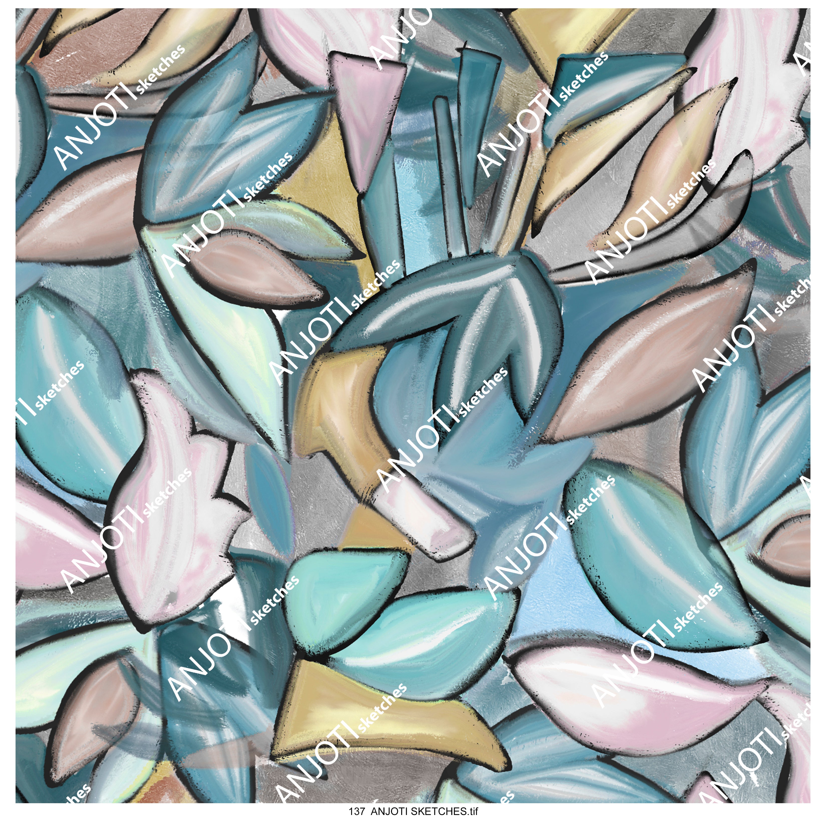 ANJOTI SKETCHES 137|Bright Multicolor Texture Backgrounds in Beautiful Abstract Wall Art for Home