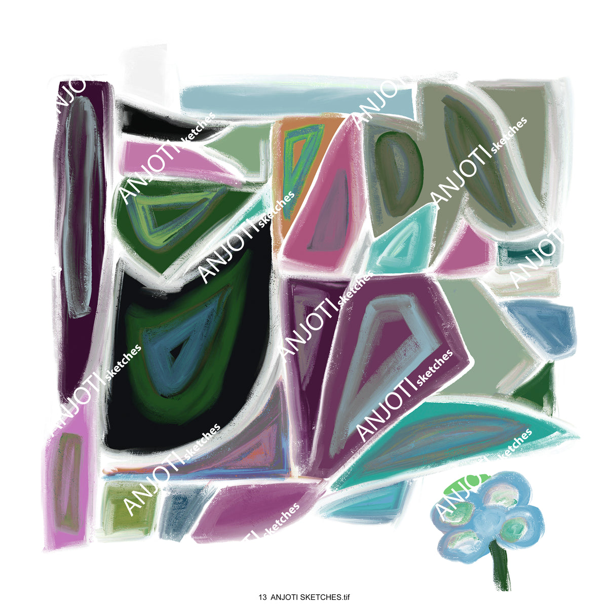 ANJOTI SKETCHES 13 Creative Multicolor Texture Effect Backgrounds for Stunning Abstract Wall Art