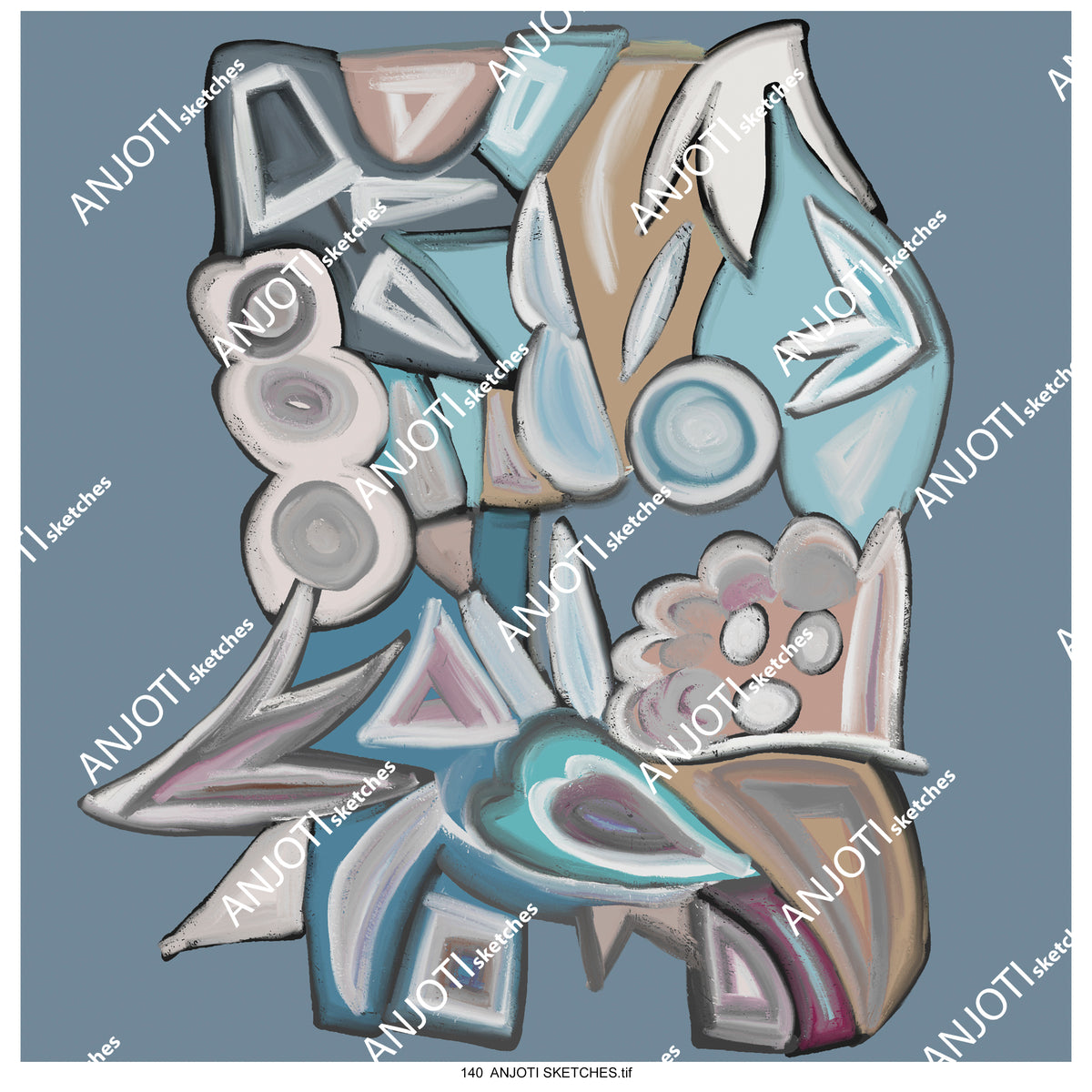 ANJOTI SKETCHES 140|Vibrant Abstract Wall Art with Multicolor Texture Effect Backgrounds for Interiors