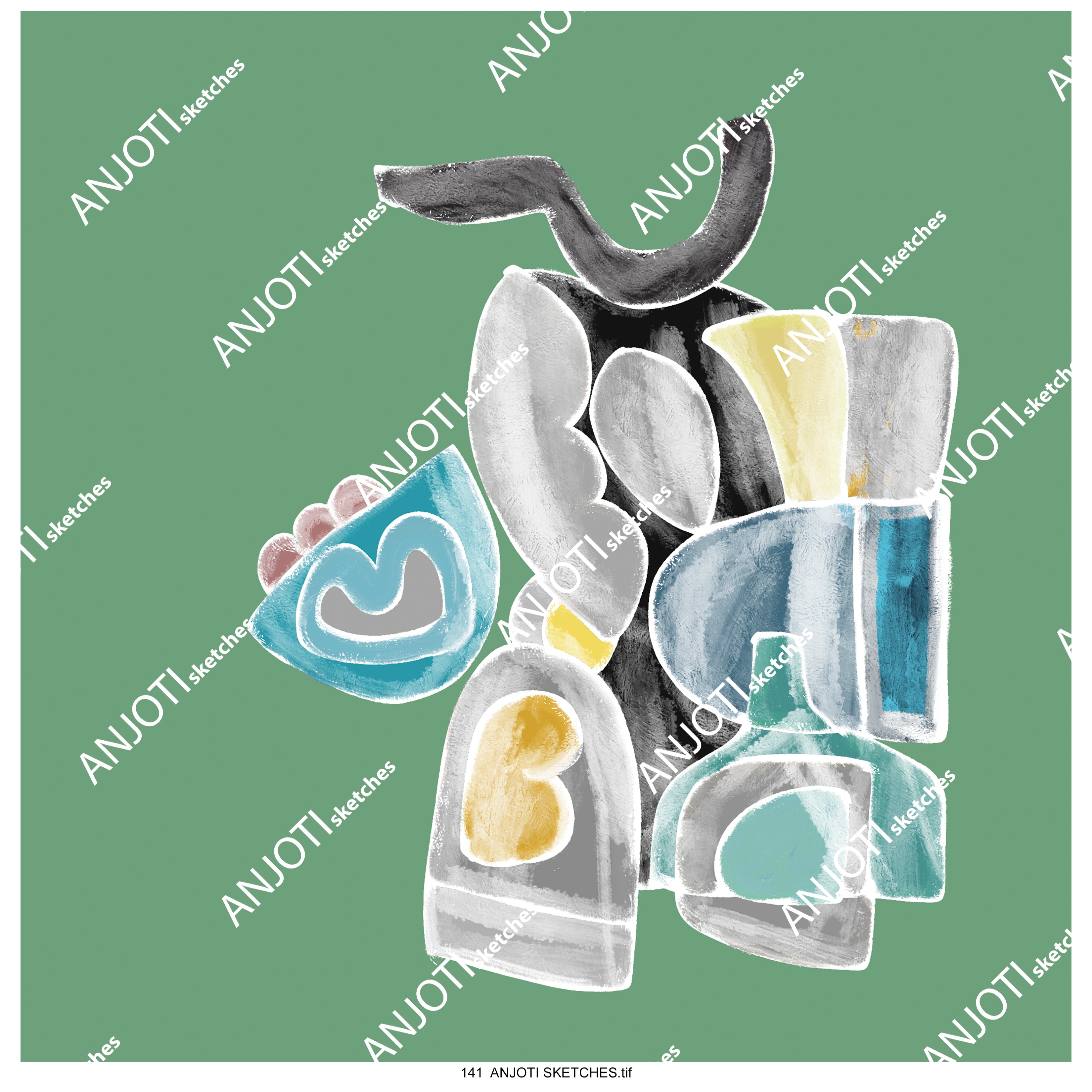 ANJOTI SKETCHES 141|Multicolor Texture Effect Backgrounds in Unique Abstract Wall Art for Home