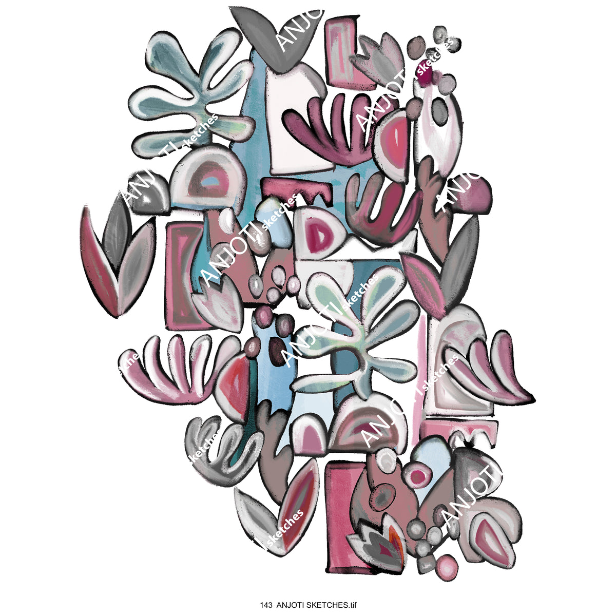 ANJOTI SKETCHES 143|Multicolor Abstract Wall Art with Texture Effect Backgrounds for Modern Style