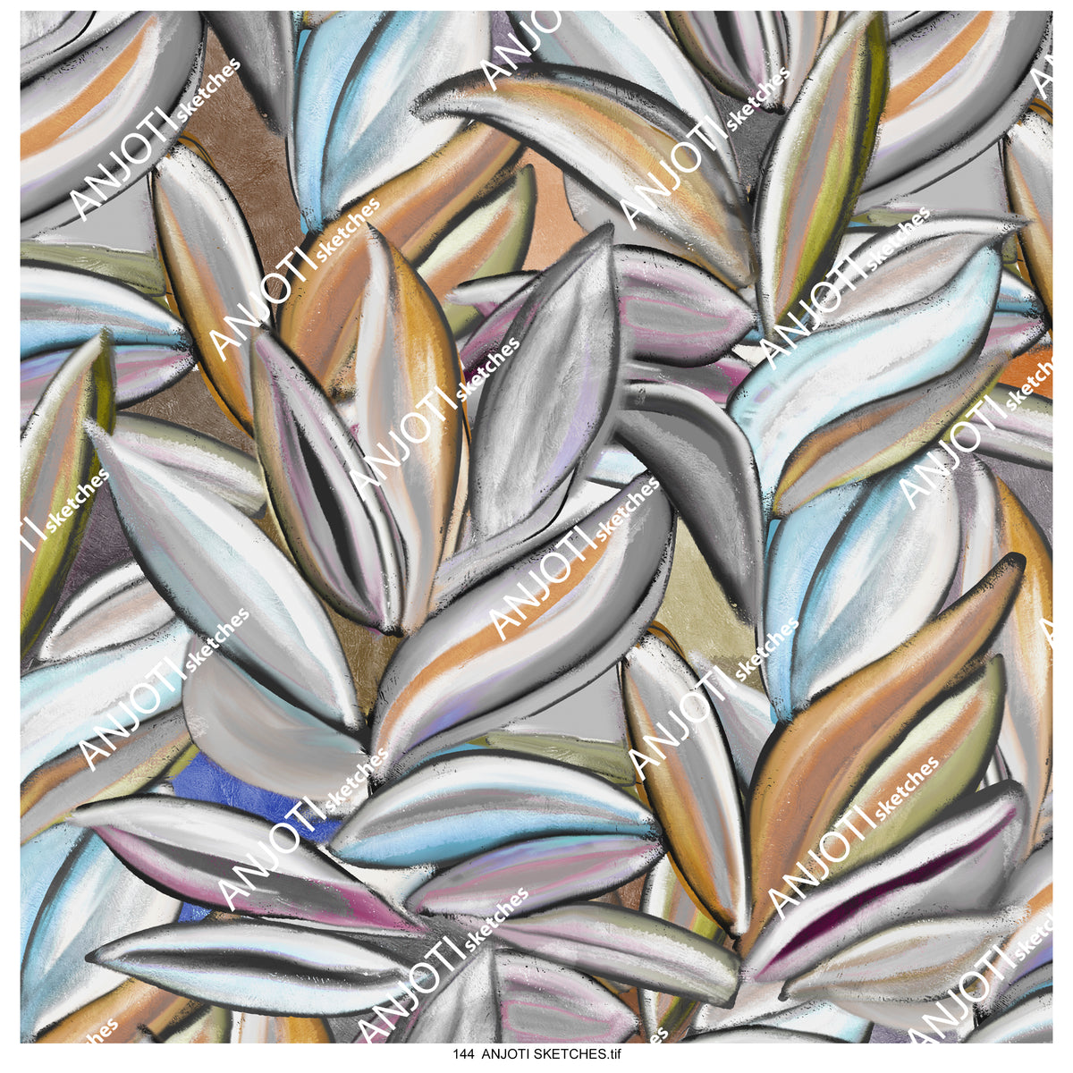 ANJOTI SKETCHES 144|Unique Multicolor Texture Background Abstract Wall Art for Your Decor