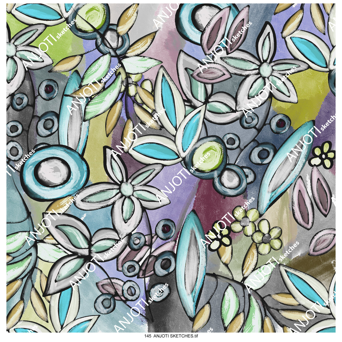 ANJOTI SKETCHES 145|Multicolor Texture Backgrounds in Modern Abstract Wall Art for a Fresh Look