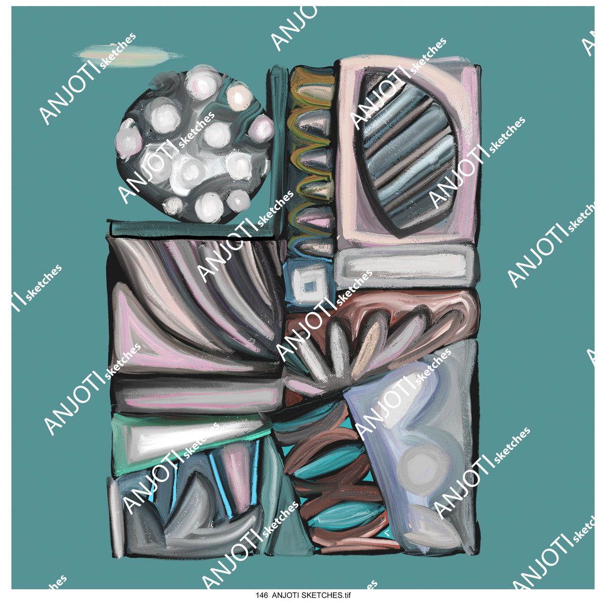 ANJOTI SKETCHES 146|Enhance Your Space with Multicolor Texture Backgrounds in Abstract Wall Art