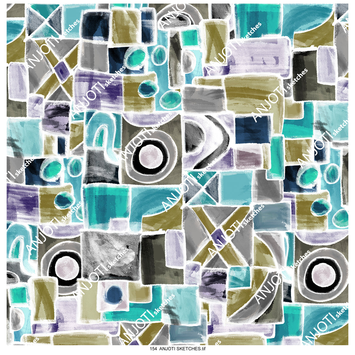 ANJOTI SKETCHES 154|Floral and Geometric Abstract Wall Art with Stunning Multicolor Texture Backgrounds