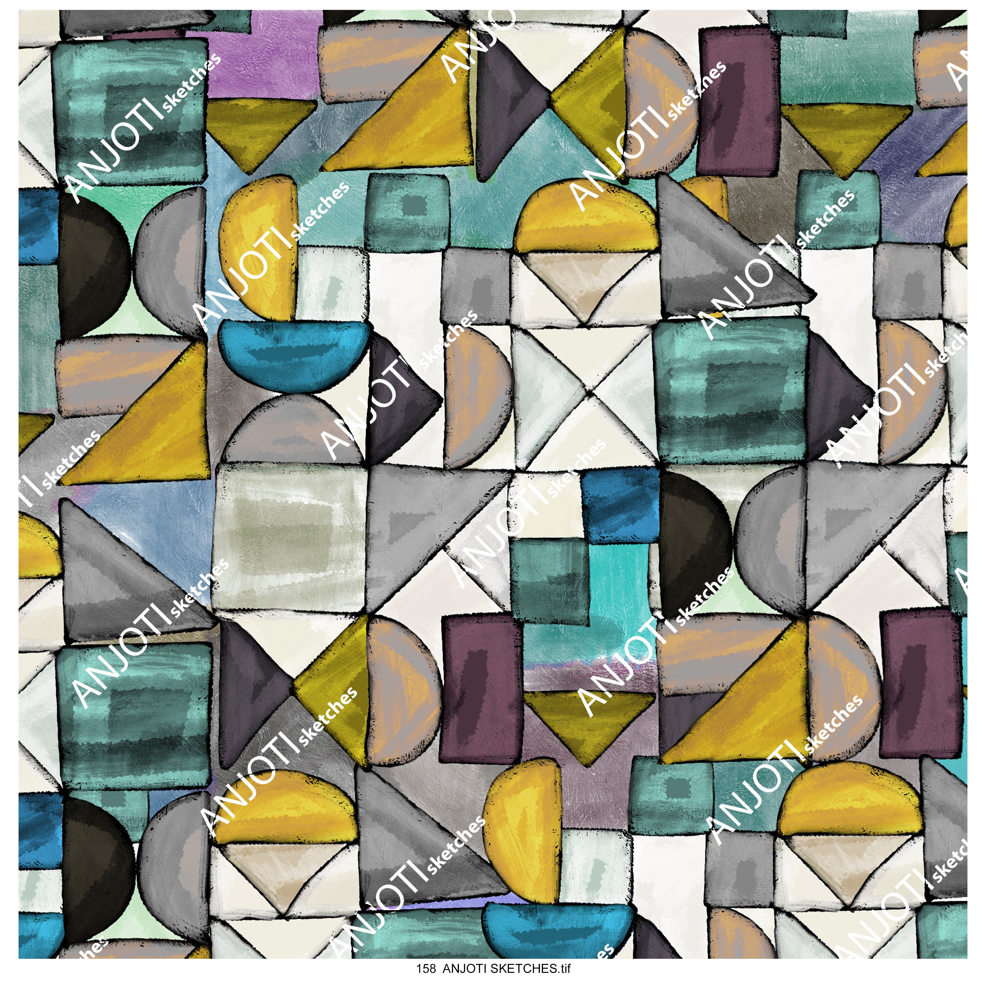 ANJOTI SKETCHES 158|Add a Modern Touch with Floral and Geometric Abstract Wall Art in Multicolor Textures