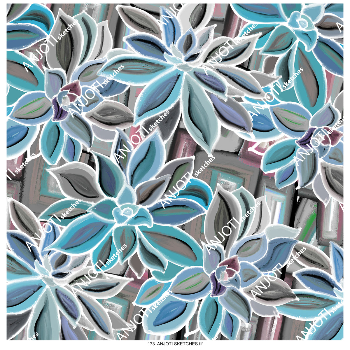ANJOTI SKETCHES 173|Abstract Wall Art with Multicolor Floral Geometric Texture Backgrounds