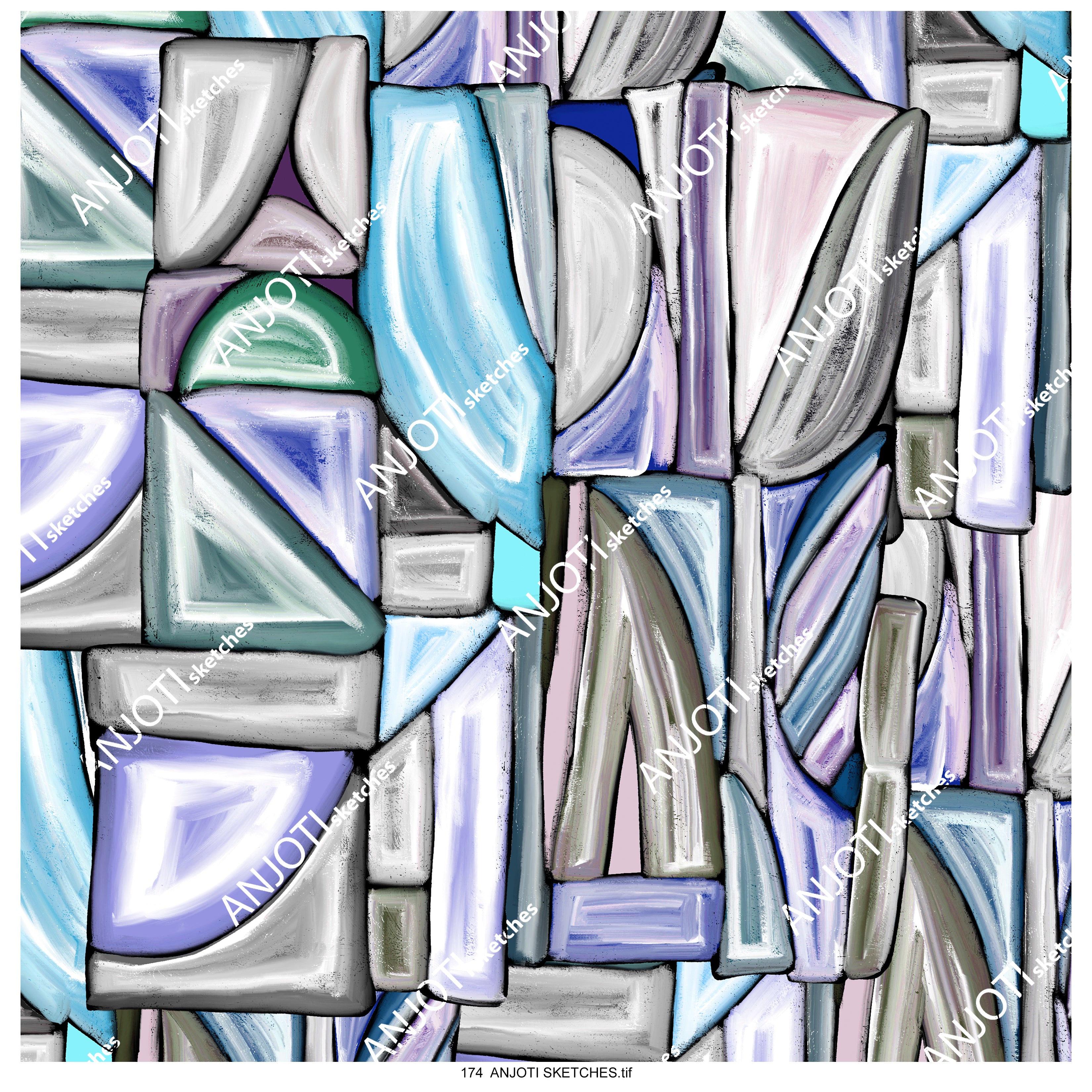 ANJOTI SKETCHES 174|Multicolor Floral Geometric Abstract Wall Art to Enhance Your Decor