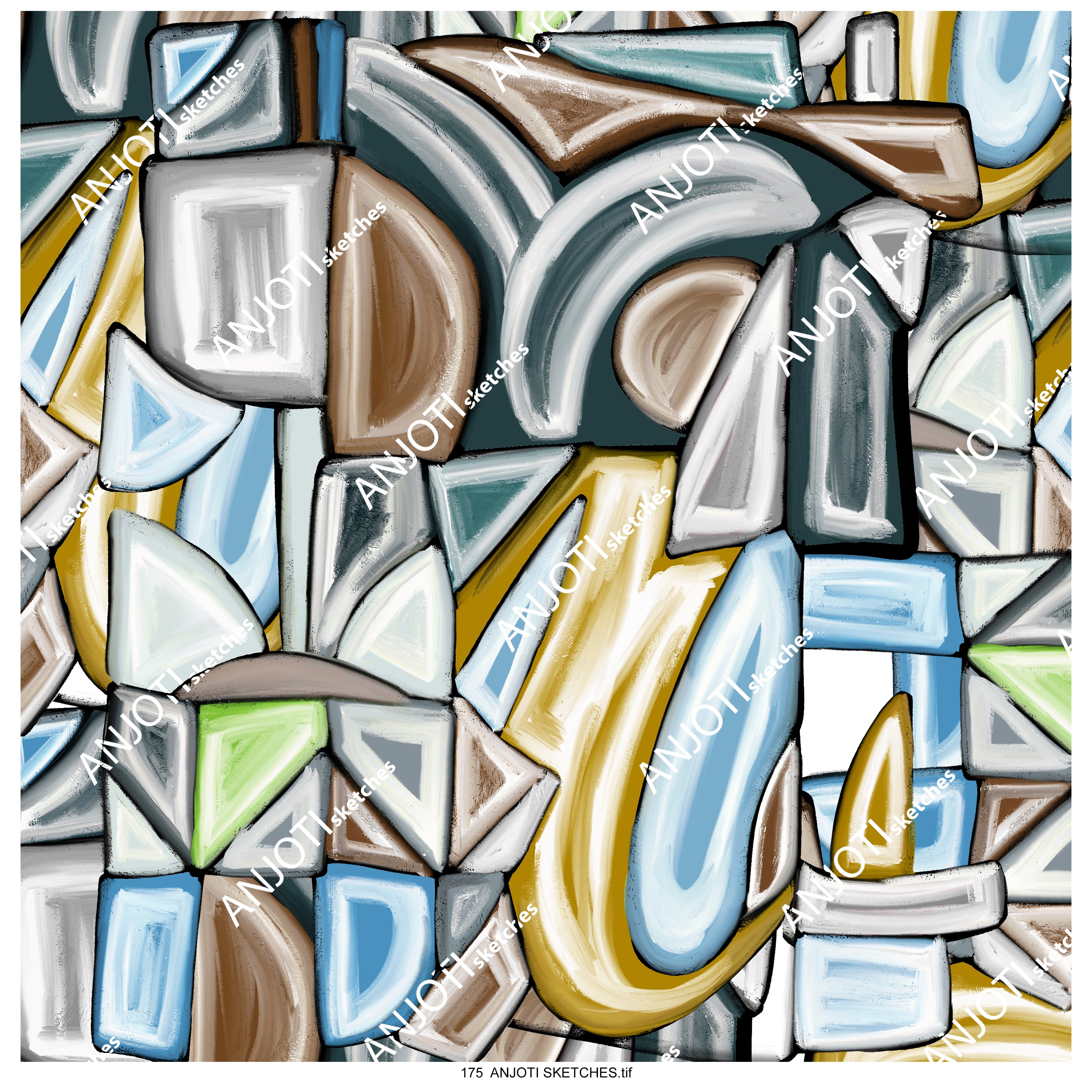 ANJOTI SKETCHES 175|Add Unique Floral and Geometric Abstract Wall Art with Multicolor Textures