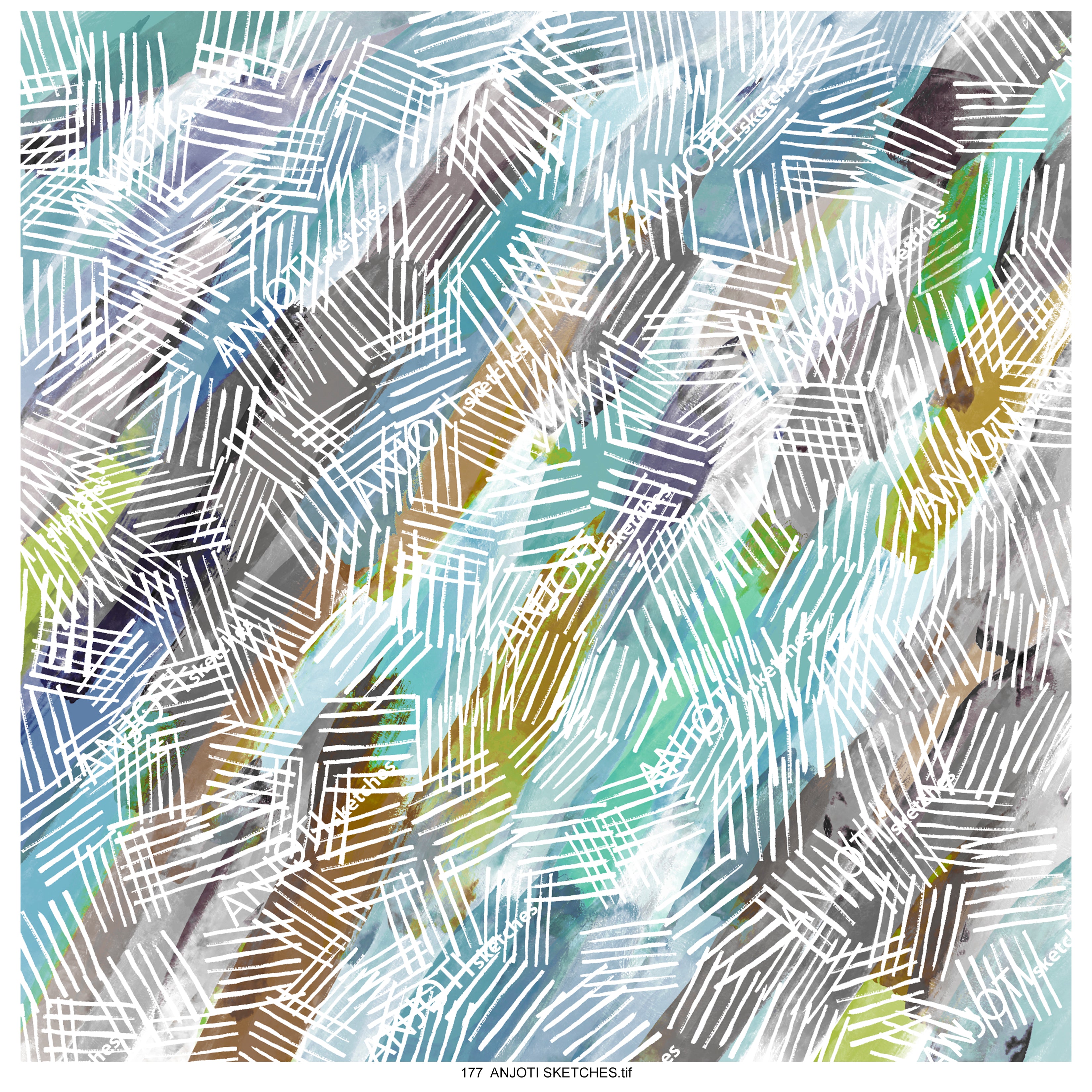 ANJOTI SKETCHES 177|Modern Floral Geometric Abstract Wall Art with Vibrant Texture Backgrounds