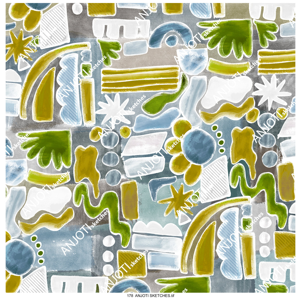 ANJOTI SKETCHES 178|Floral Geometric Abstract Wall Art Ideas with Stunning Multicolor Textures