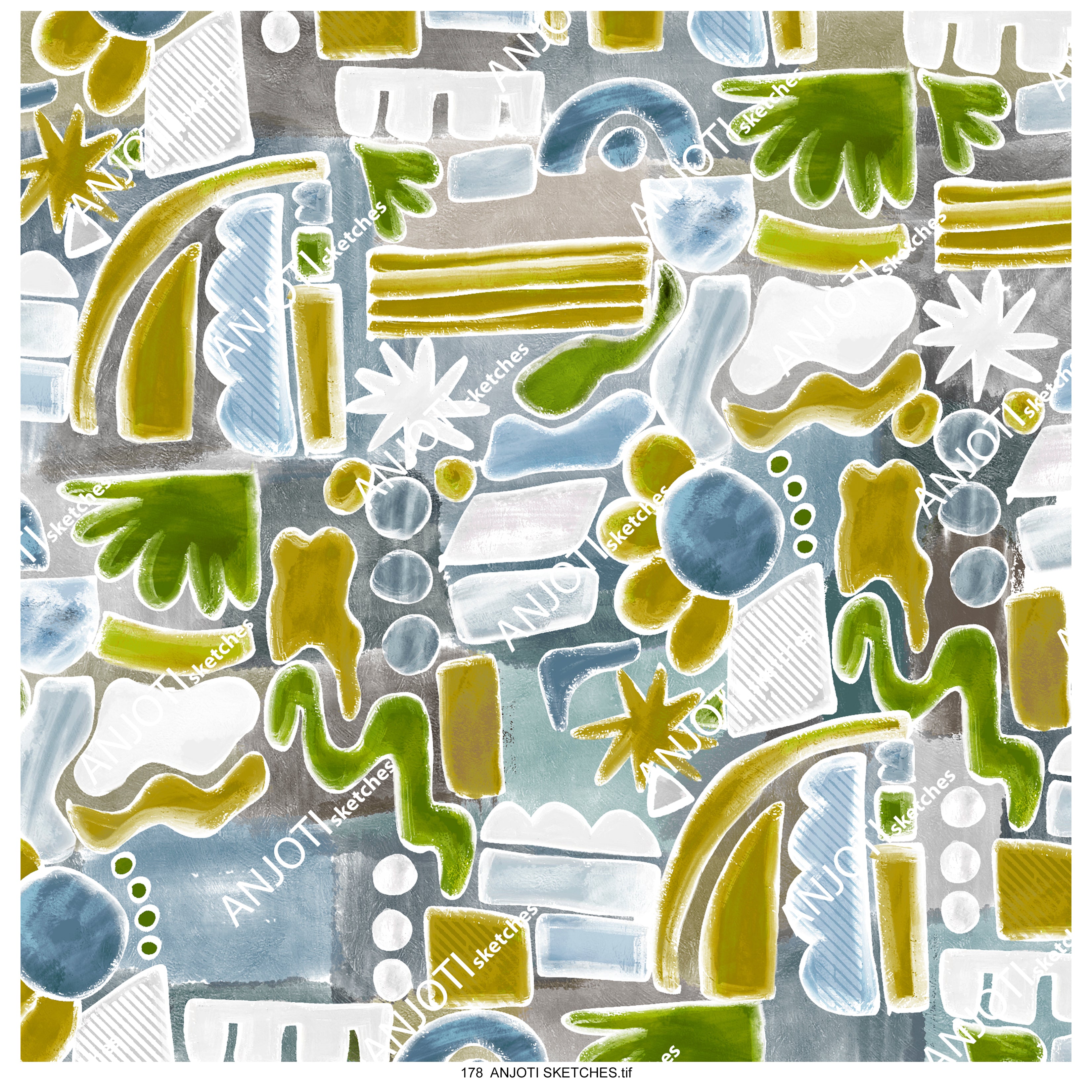 ANJOTI SKETCHES 178|Floral Geometric Abstract Wall Art Ideas with Stunning Multicolor Textures