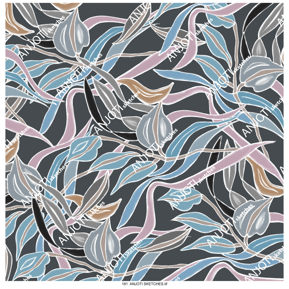 ANJOTI SKETCHES 181|Floral and Geometric Abstract Wall Art with Bright Multicolor Texture Effects