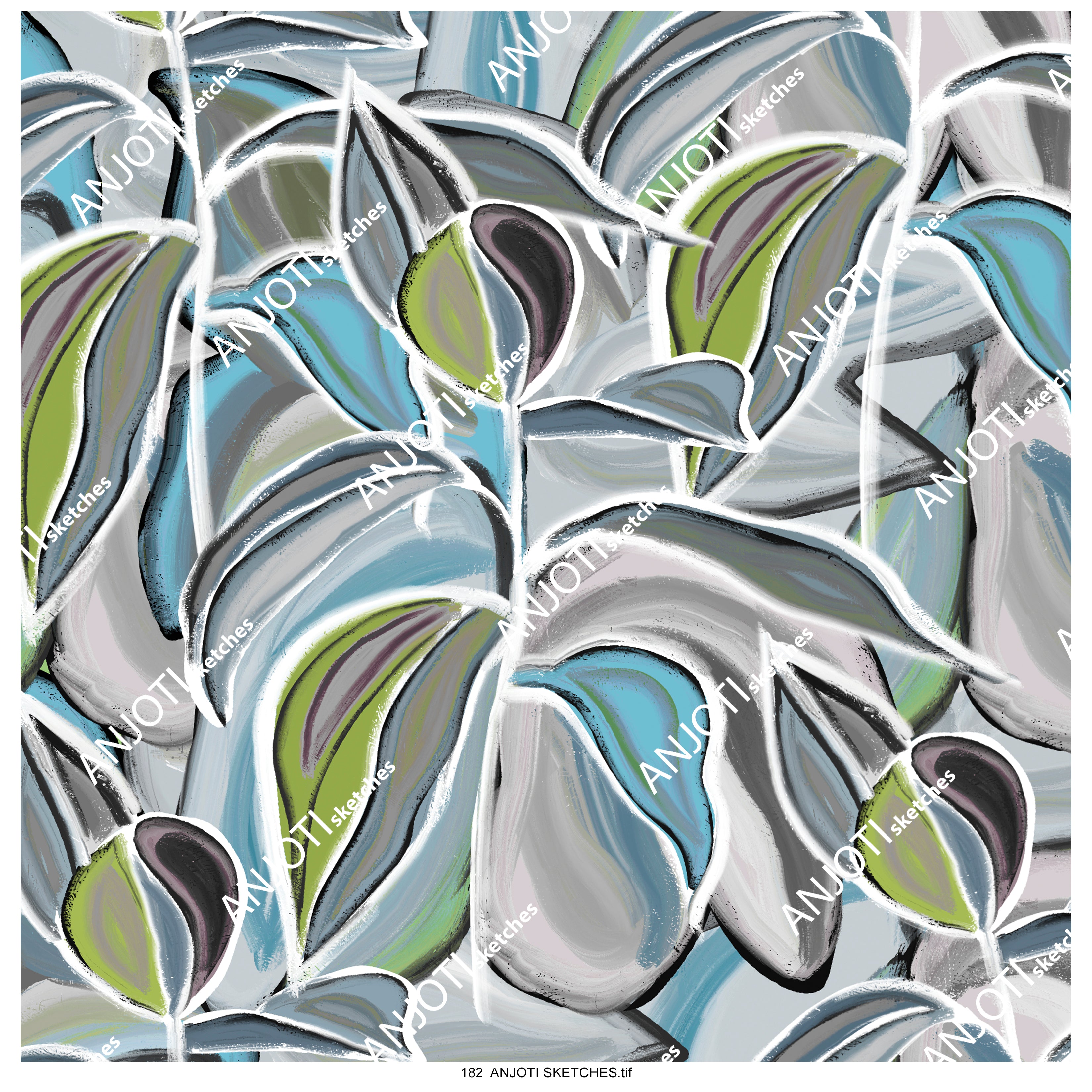 ANJOTI SKETCHES 182|Fresh Floral Geometric Abstract Wall Art in Unique Multicolor Texture Backgrounds