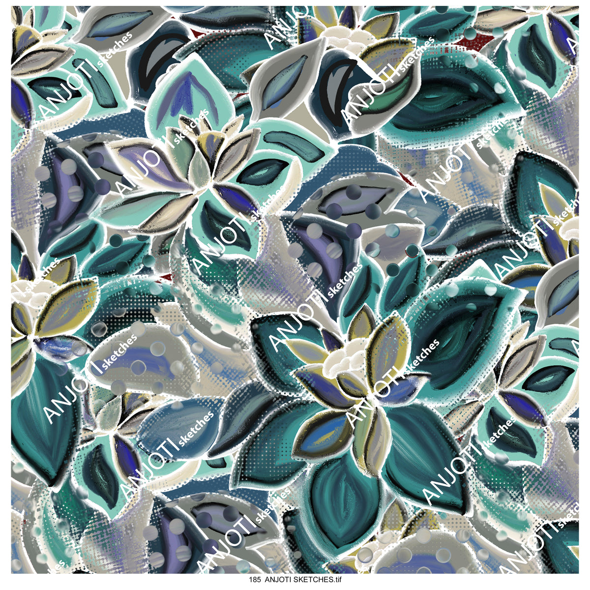 ANJOTI SKETCHES 185|Unique Multicolor Abstract Wall Art in Floral and Geometric Texture Designs