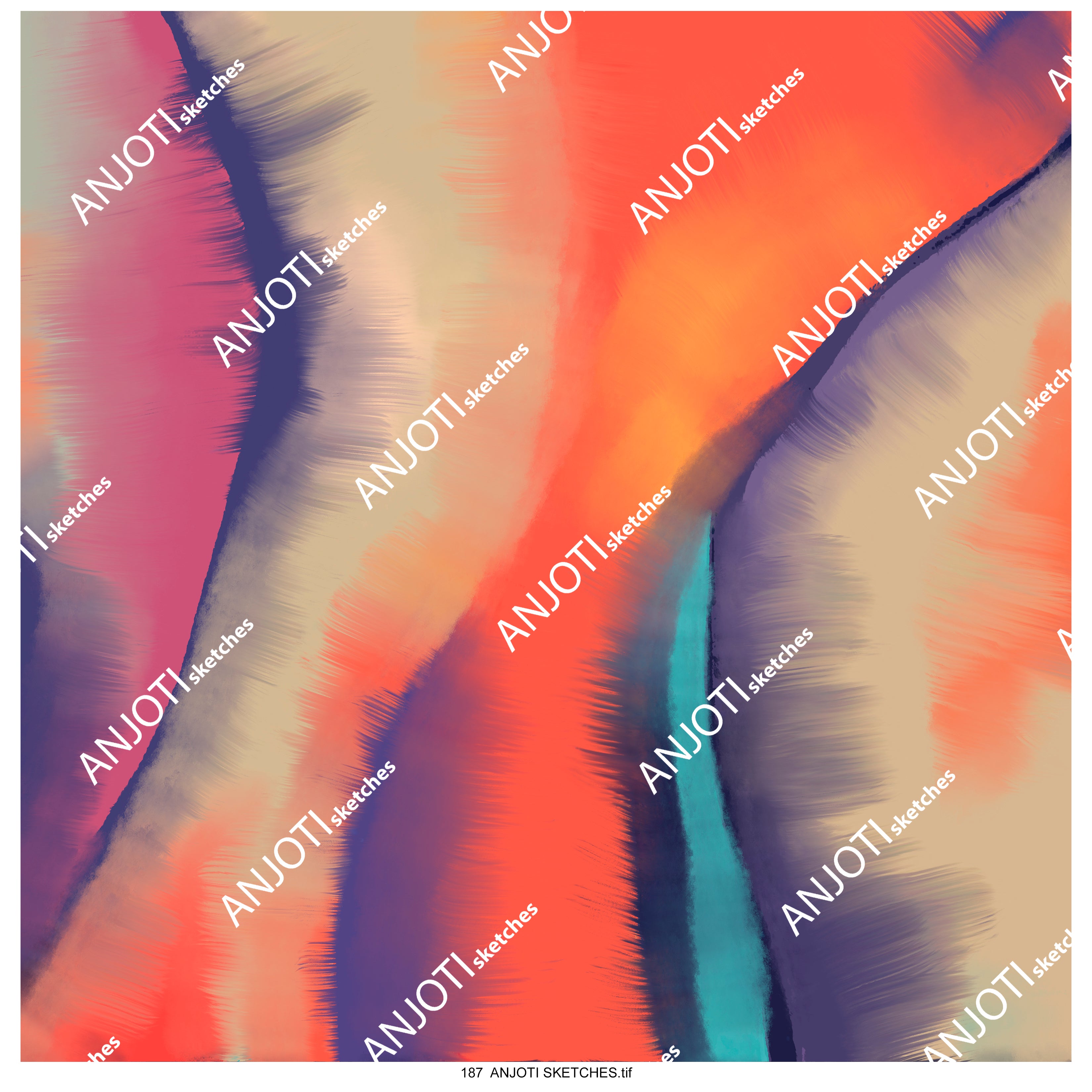 ANJOTI SKETCHES 187|Modern Floral Geometric Abstract Wall Art with Stunning Textures