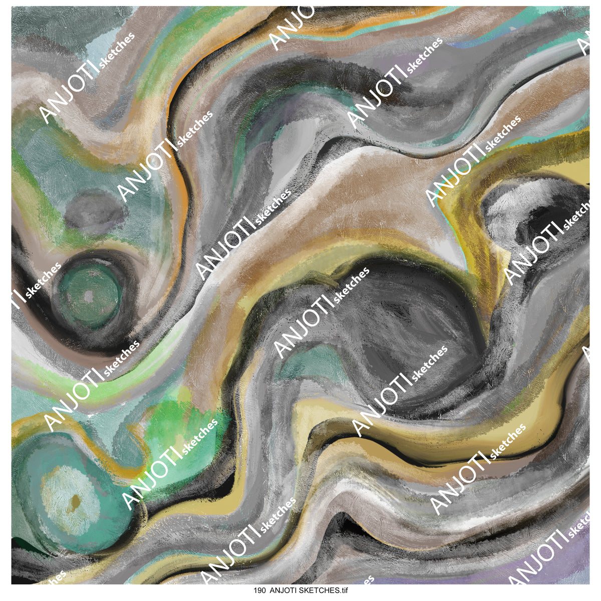 ANJOTI SKETCHES 190|Beautiful Floral Geometric Abstract Wall Art in Multicolor Textures