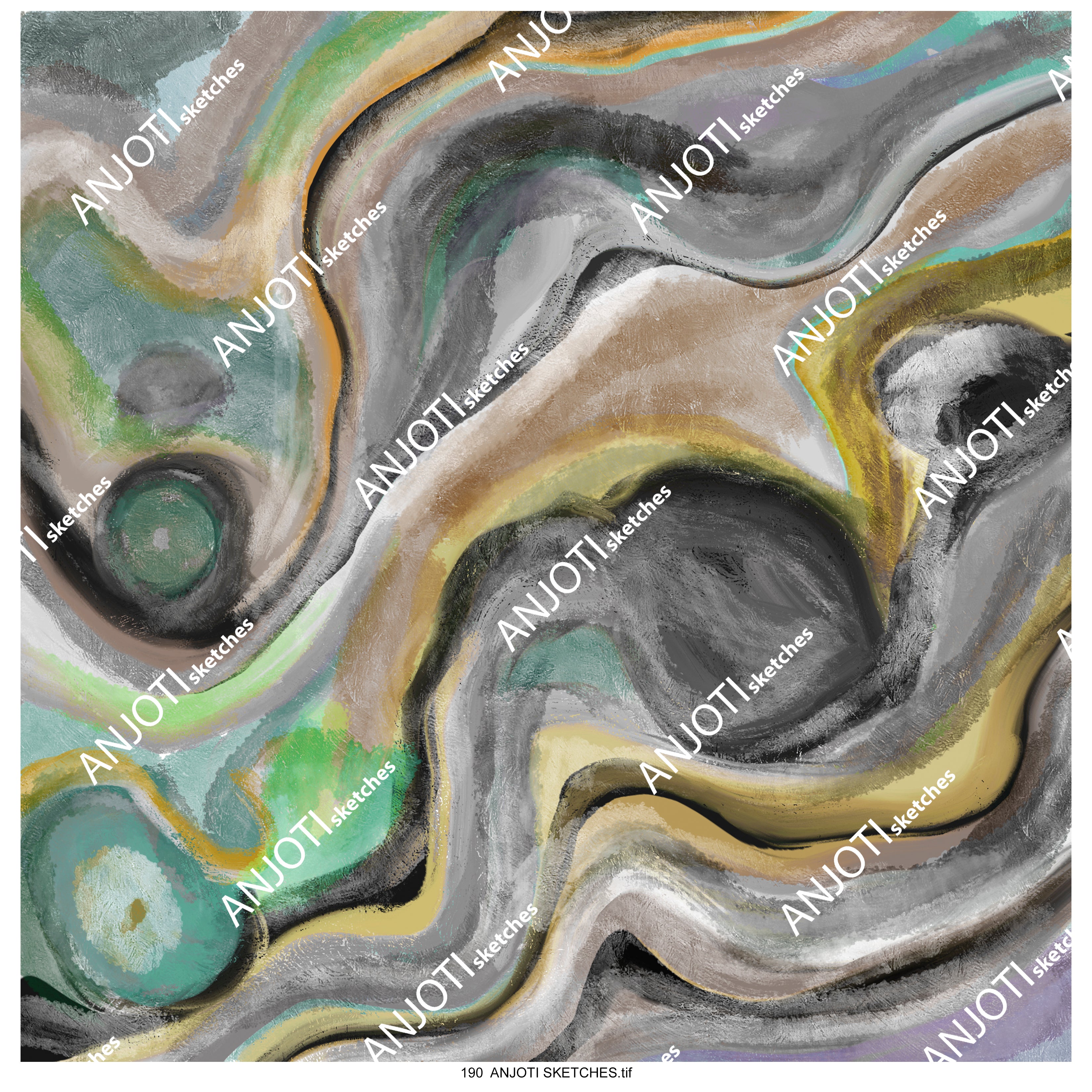 ANJOTI SKETCHES 190|Beautiful Floral Geometric Abstract Wall Art in Multicolor Textures