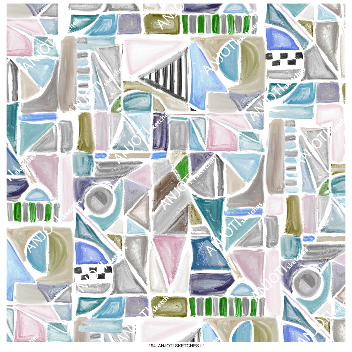 ANJOTI SKETCHES 194|Discover Stunning Multicolor Floral Geometric Abstract Wall Art Backgrounds