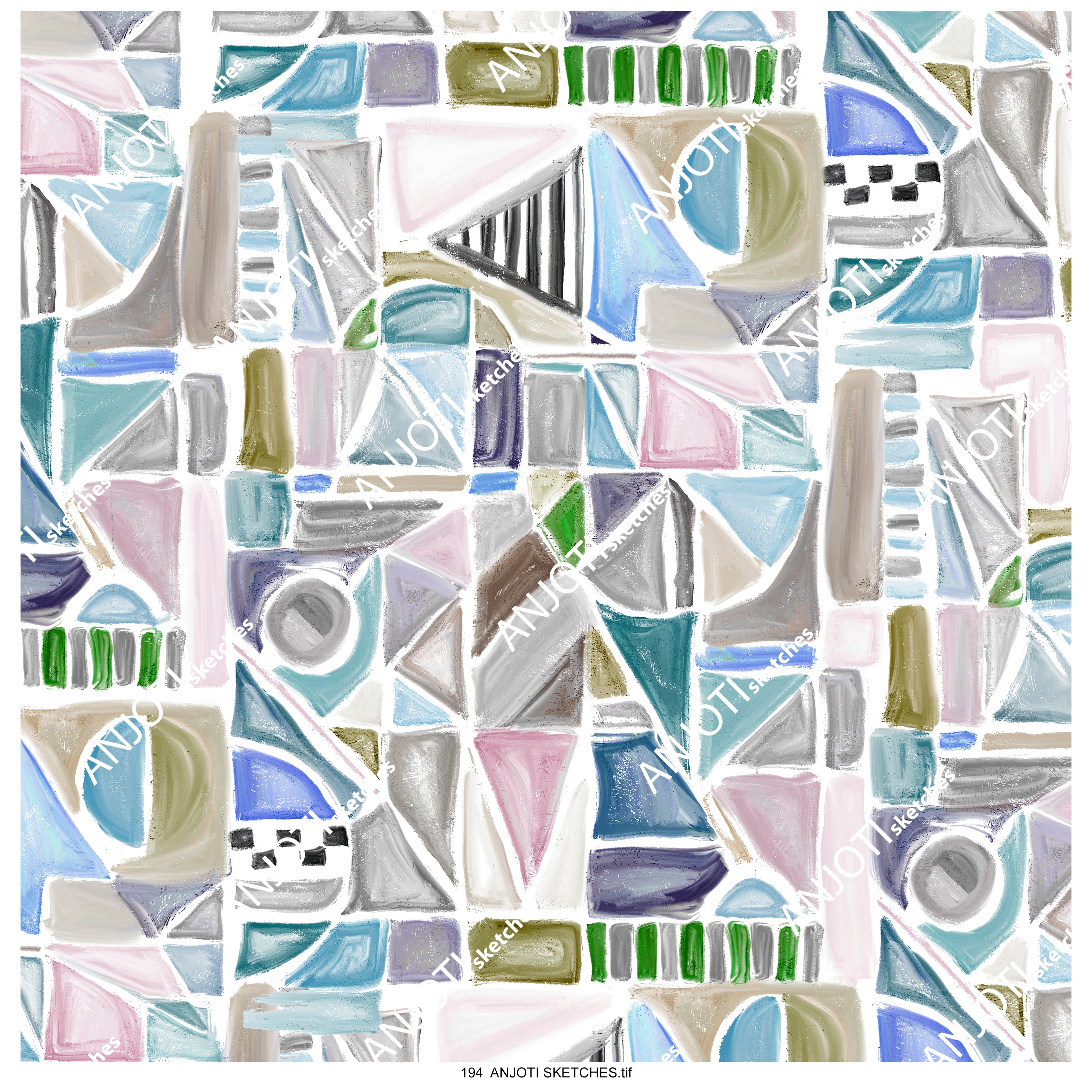 ANJOTI SKETCHES 194|Discover Stunning Multicolor Floral Geometric Abstract Wall Art Backgrounds