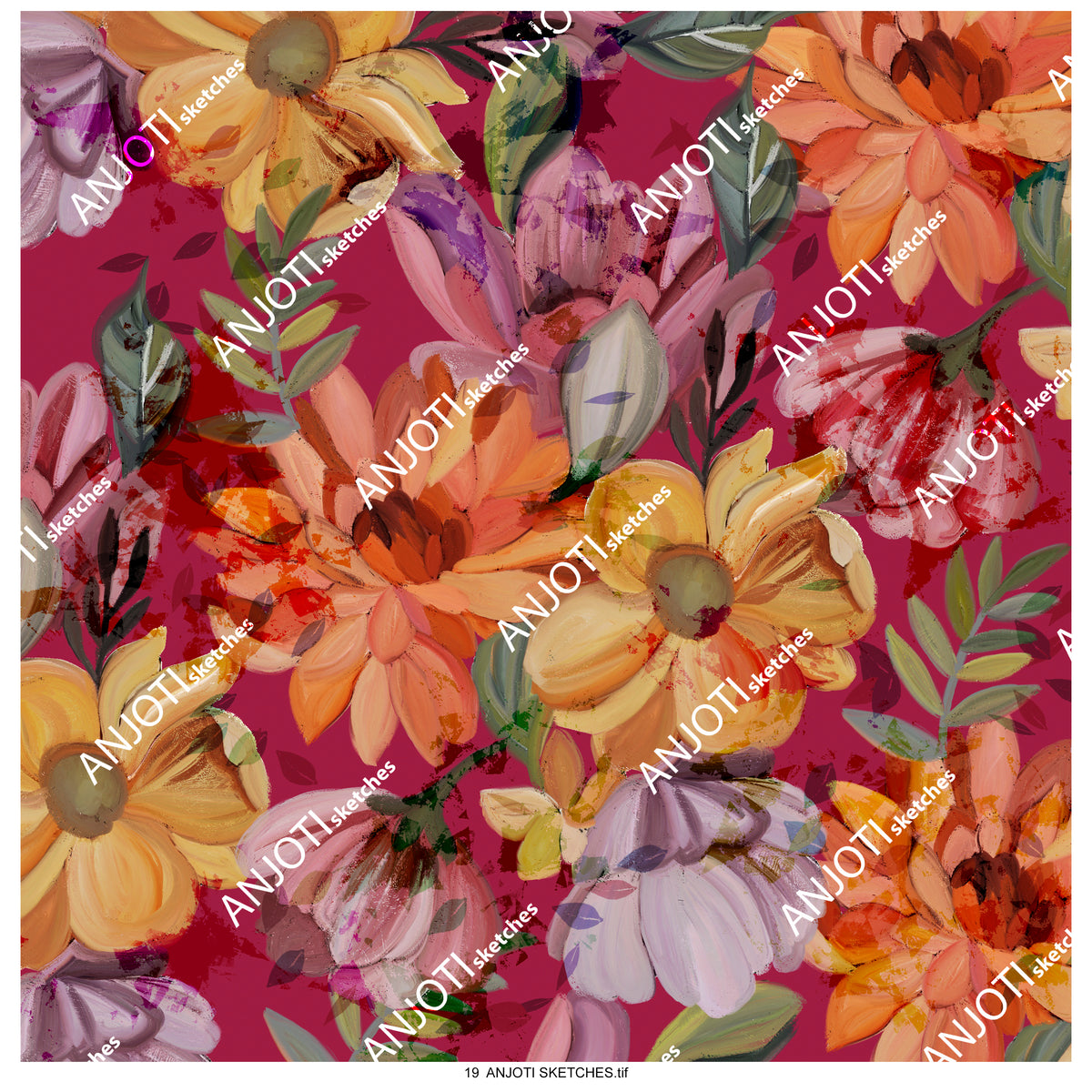 ANJOTI SKETCHES 19  Modern Multicolor Abstract Wall Art with Stunning Texture Effect Backgrounds