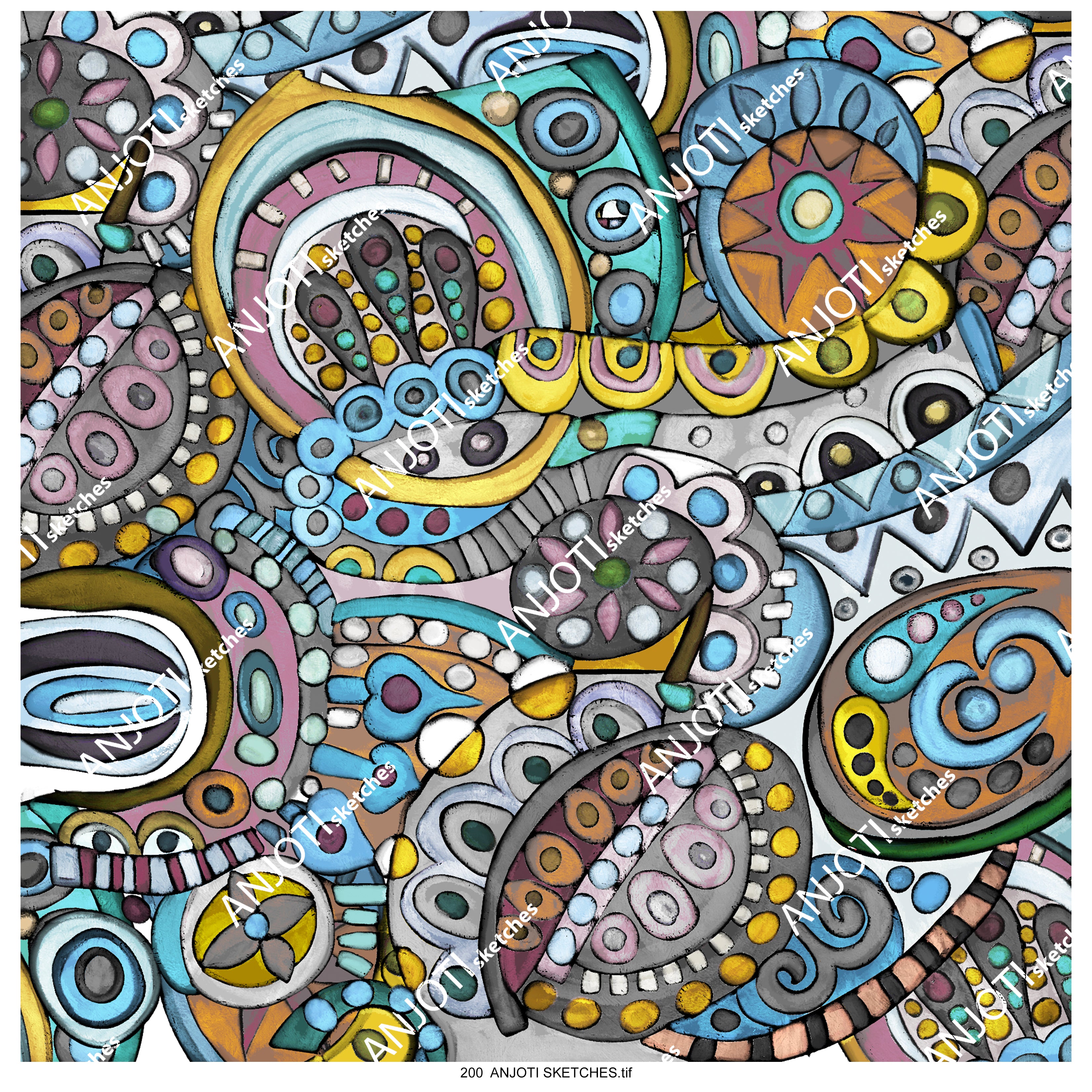 ANJOTI SKETCHES 200|New Abstract Art paintings Pattern Wallpaper illustrations line design and ideas geometric drawing oil paints acrylic American fancy nancy popular rich print contrast background