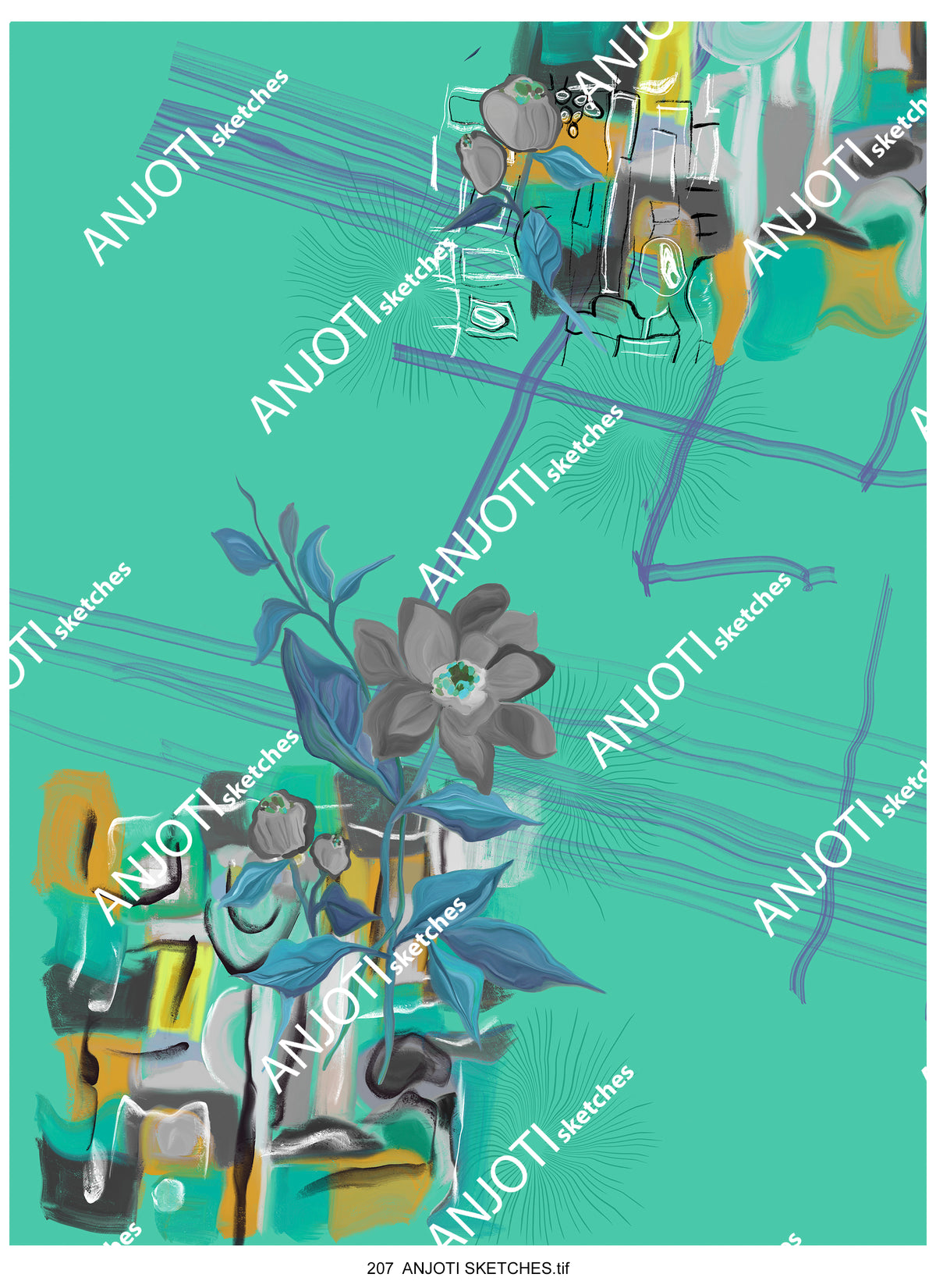 ANJOTI SKETCHES 207|Multicolor Abstract Wall Art for Every Room with Beautiful Texture Effect Background Designs