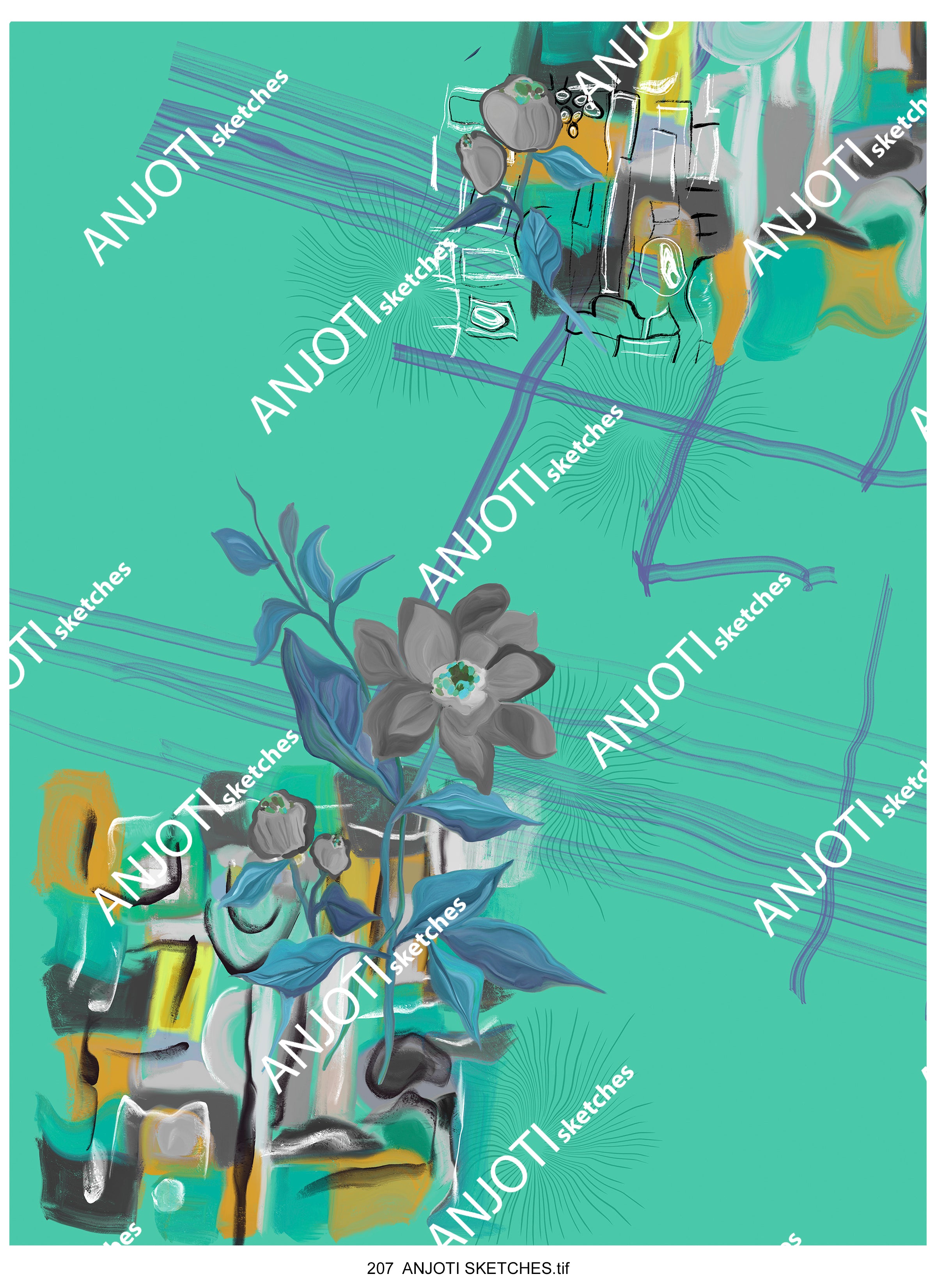 ANJOTI SKETCHES 207|Multicolor Abstract Wall Art for Every Room with Beautiful Texture Effect Background Designs