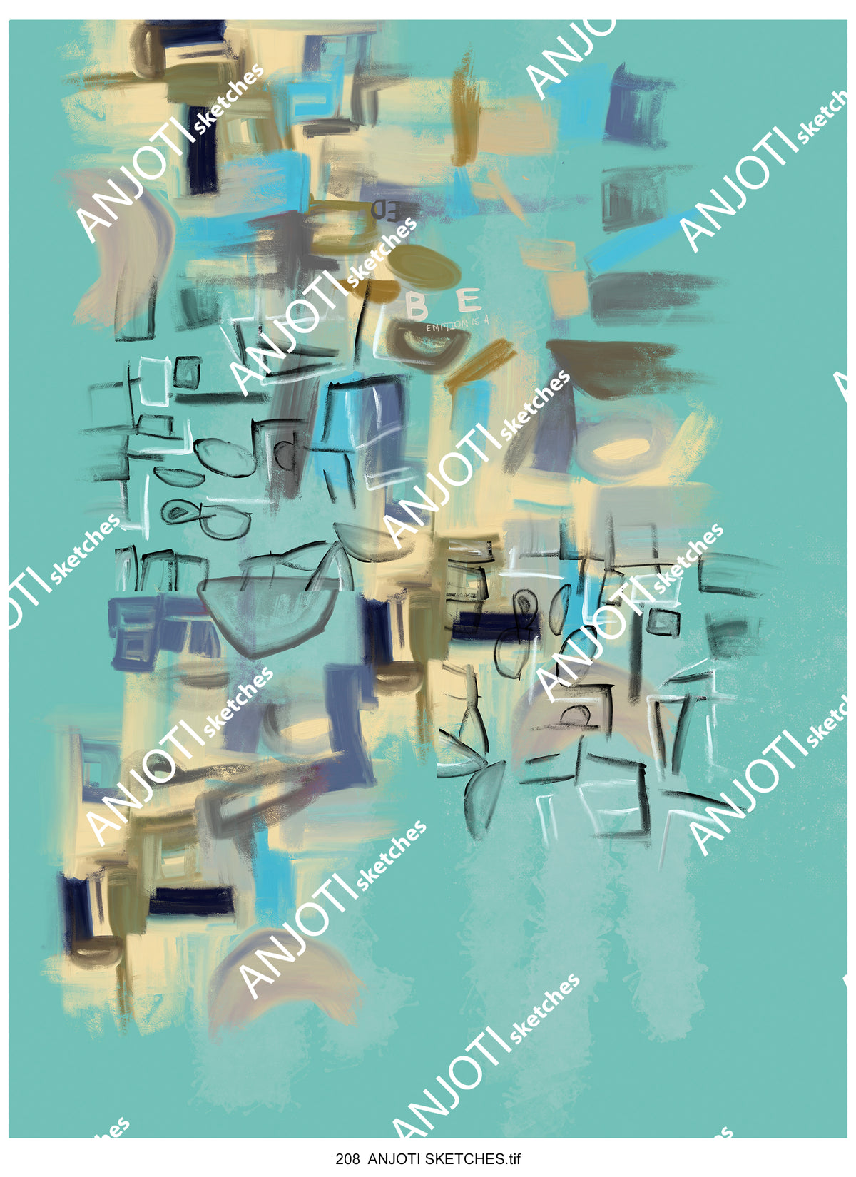 ANJOTI SKETCHES 208| Brighten Your Home with Abstract Wall Art in Bold Multicolor Texture Background Effects